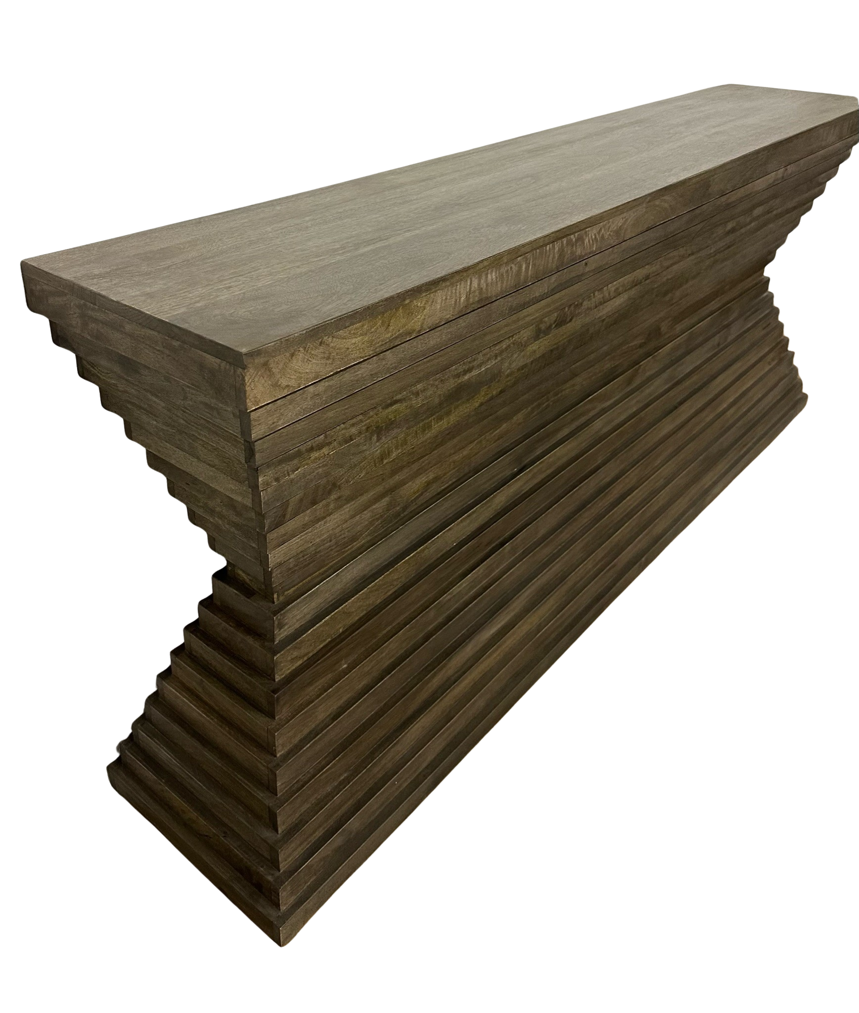 Wood Geometric Console Table