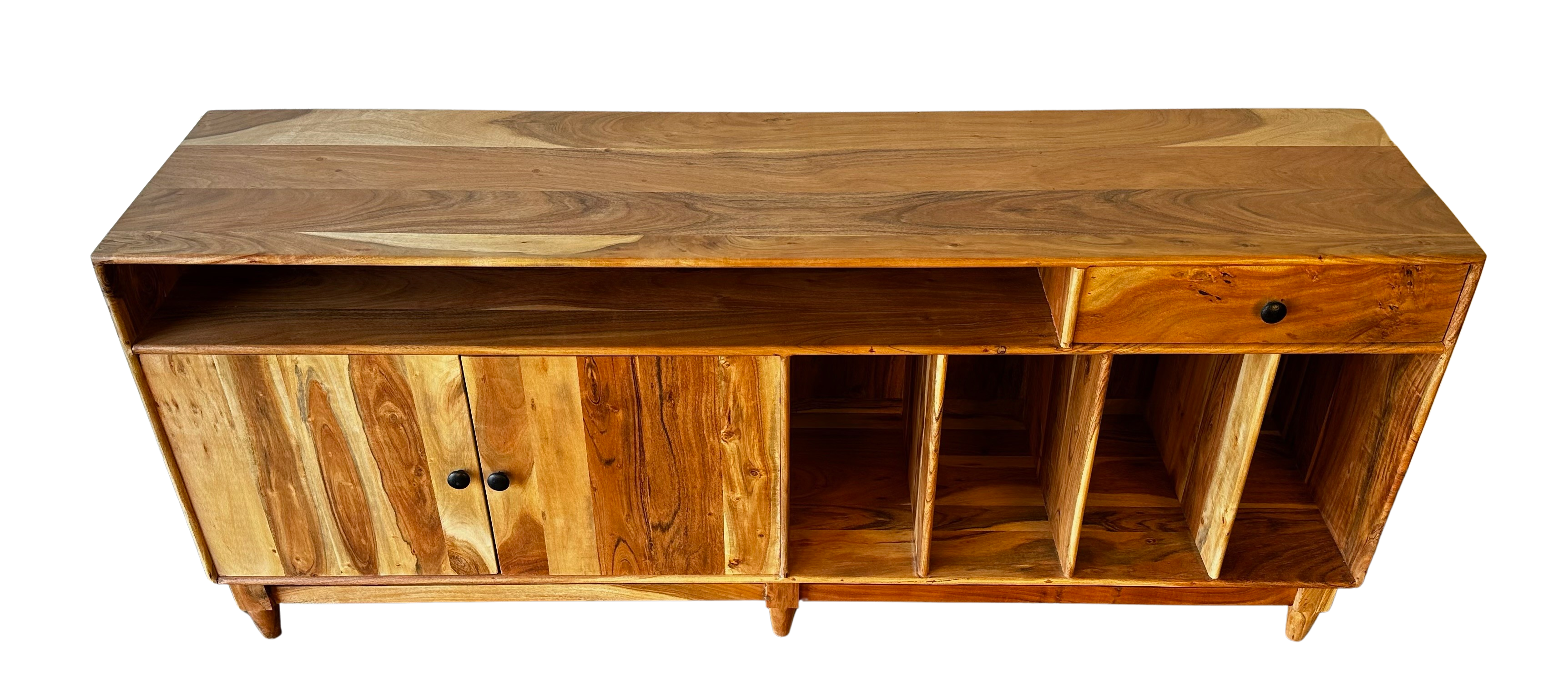 Wood Sideboard with Record Storage 