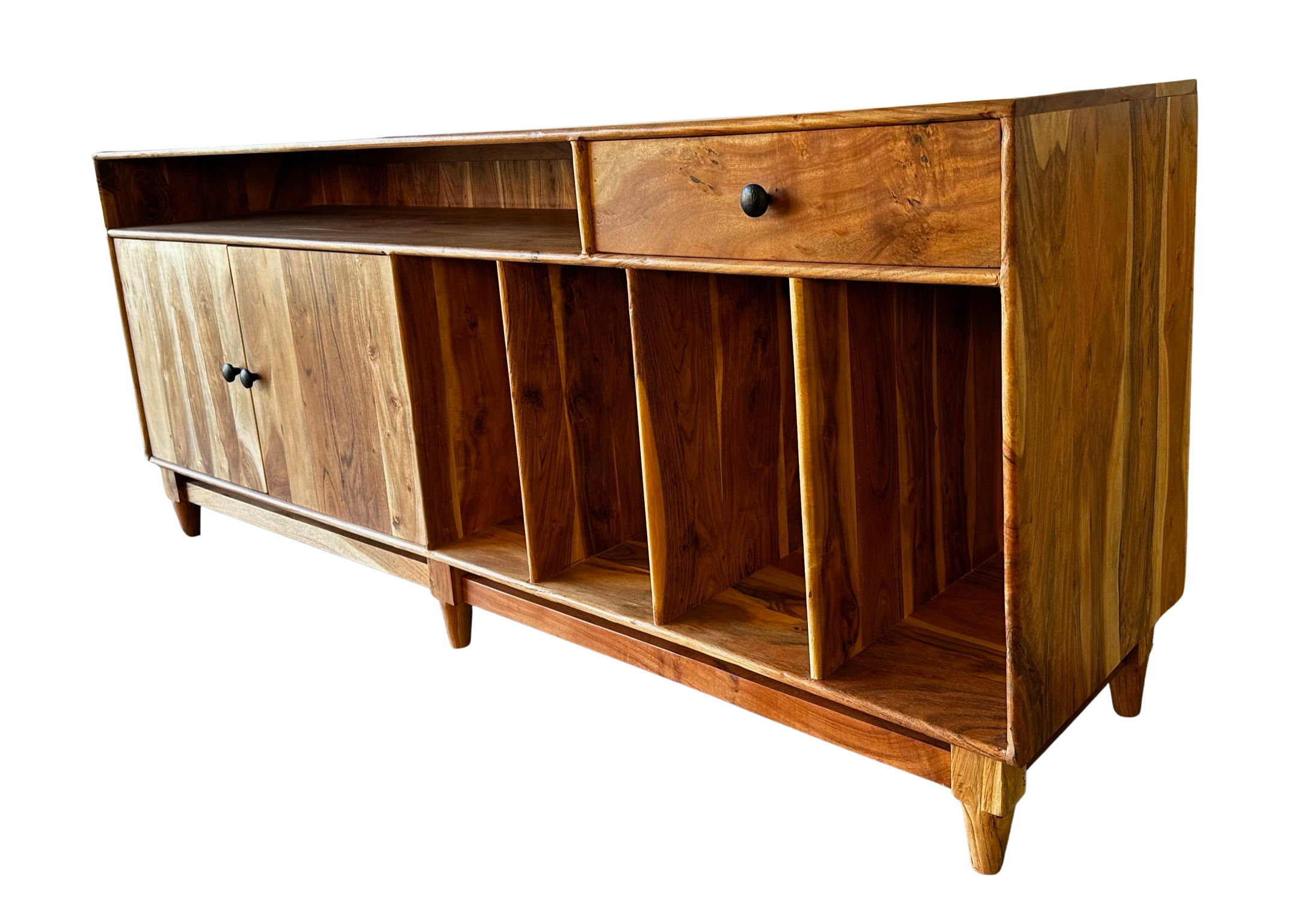 Wood Sideboard with Record Storage 