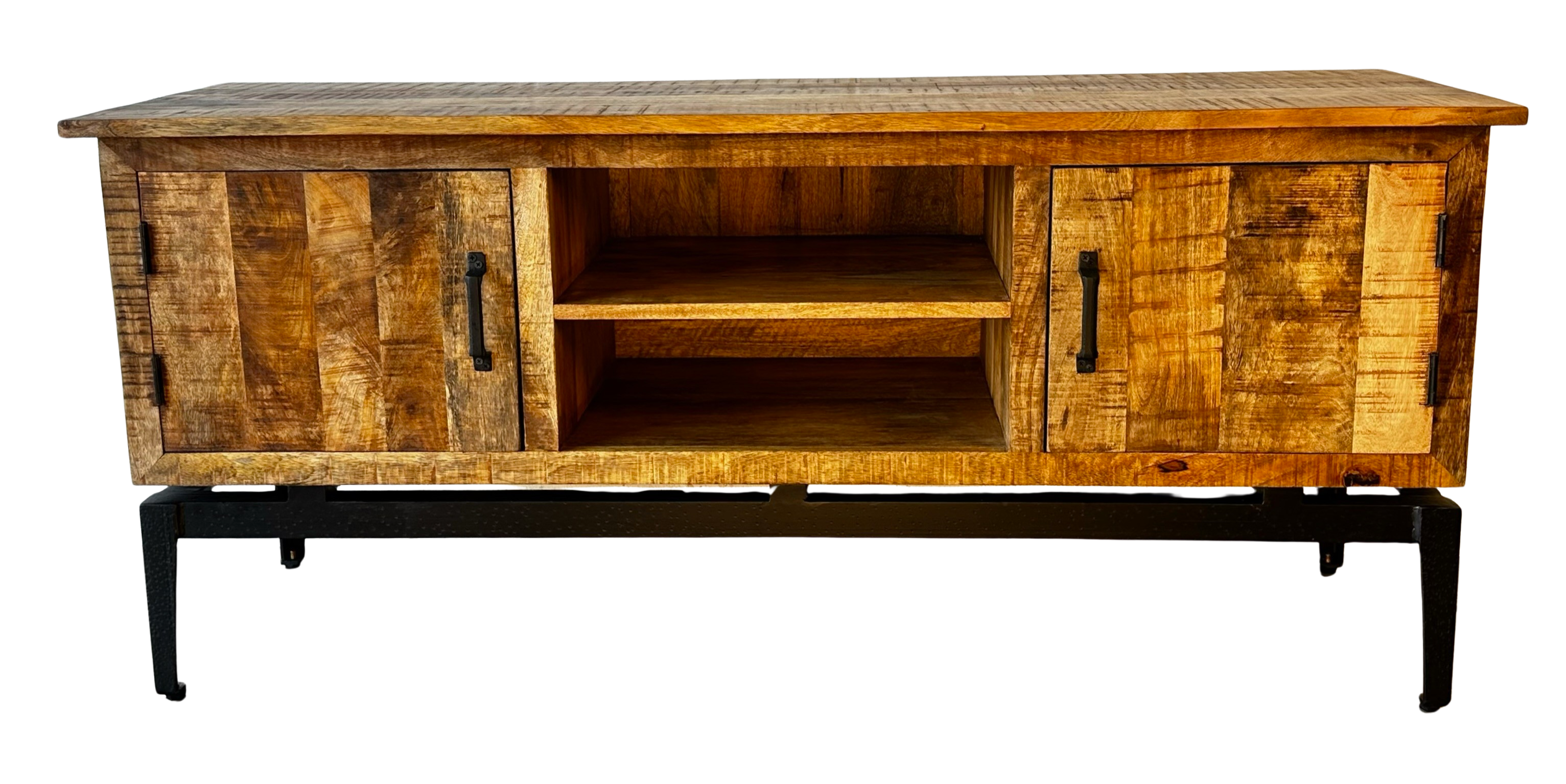 Wood TV Stand with Iron Base