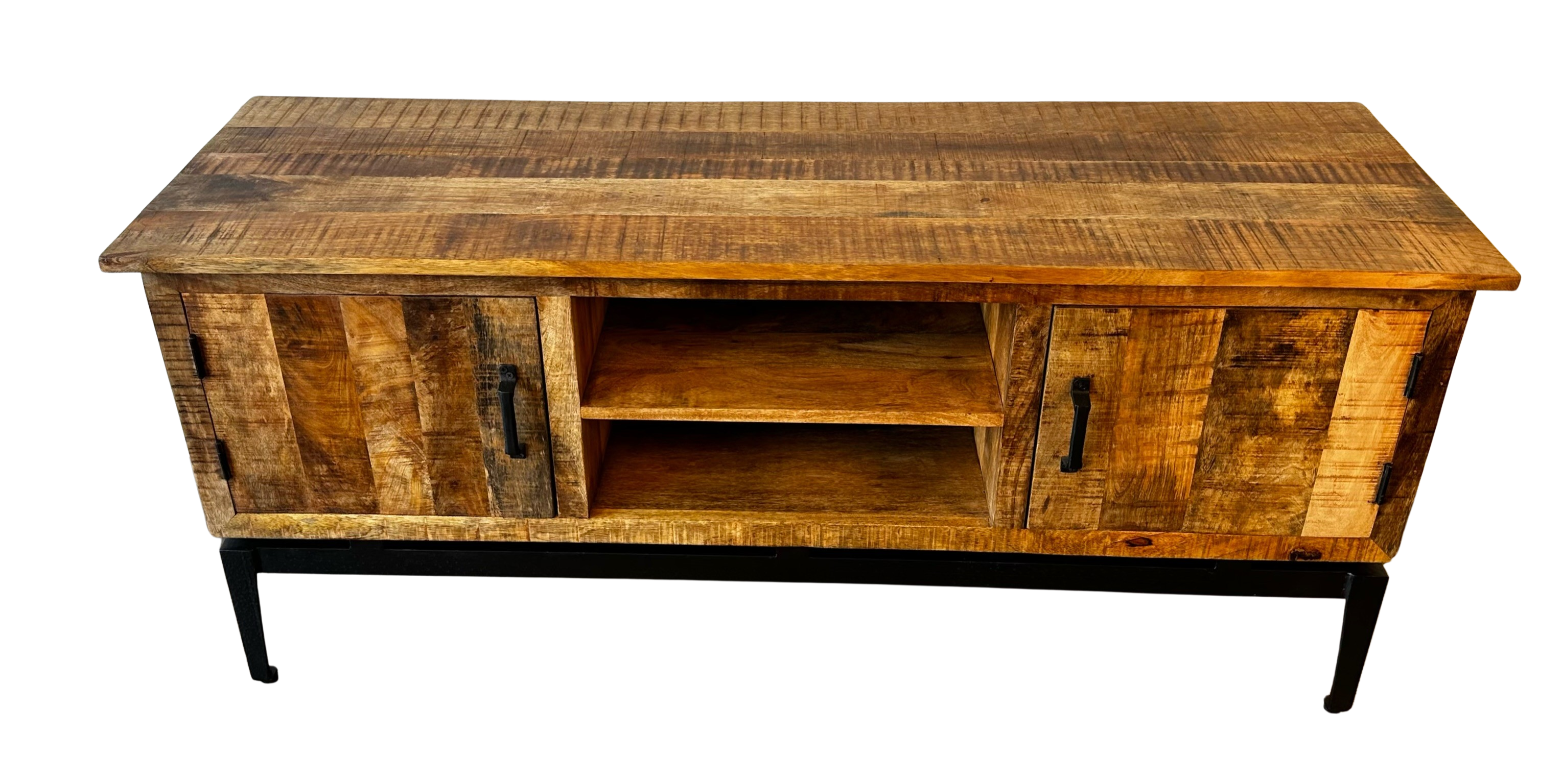 Wood TV Stand with Iron Base