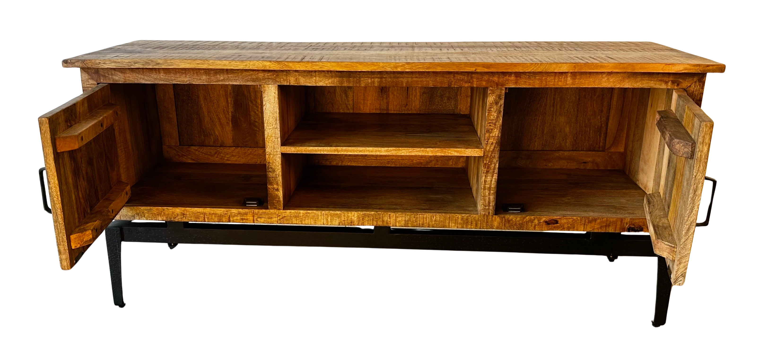 Wood TV Stand with Iron Base