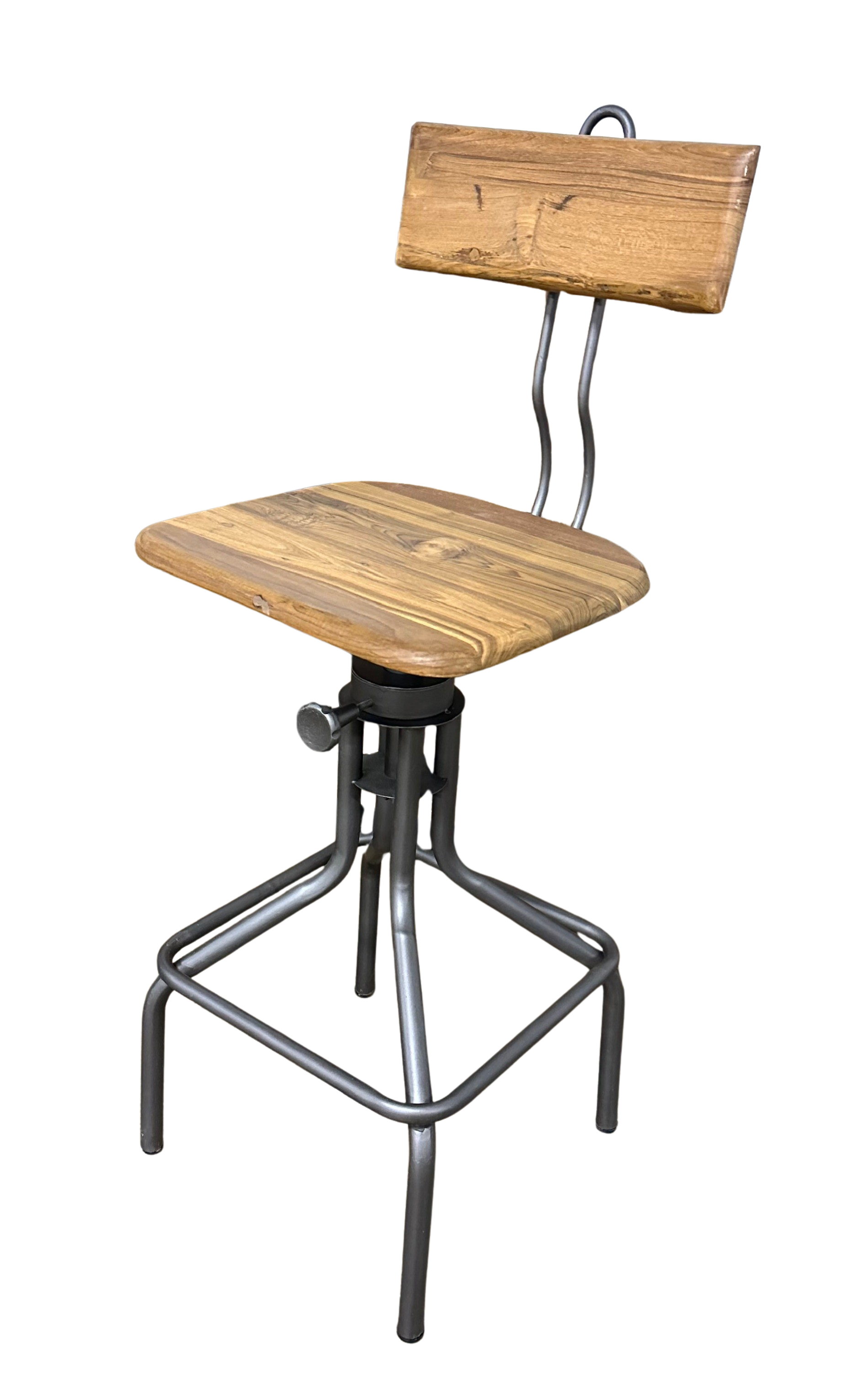 Backed Adjustable Barstool with Steel Base