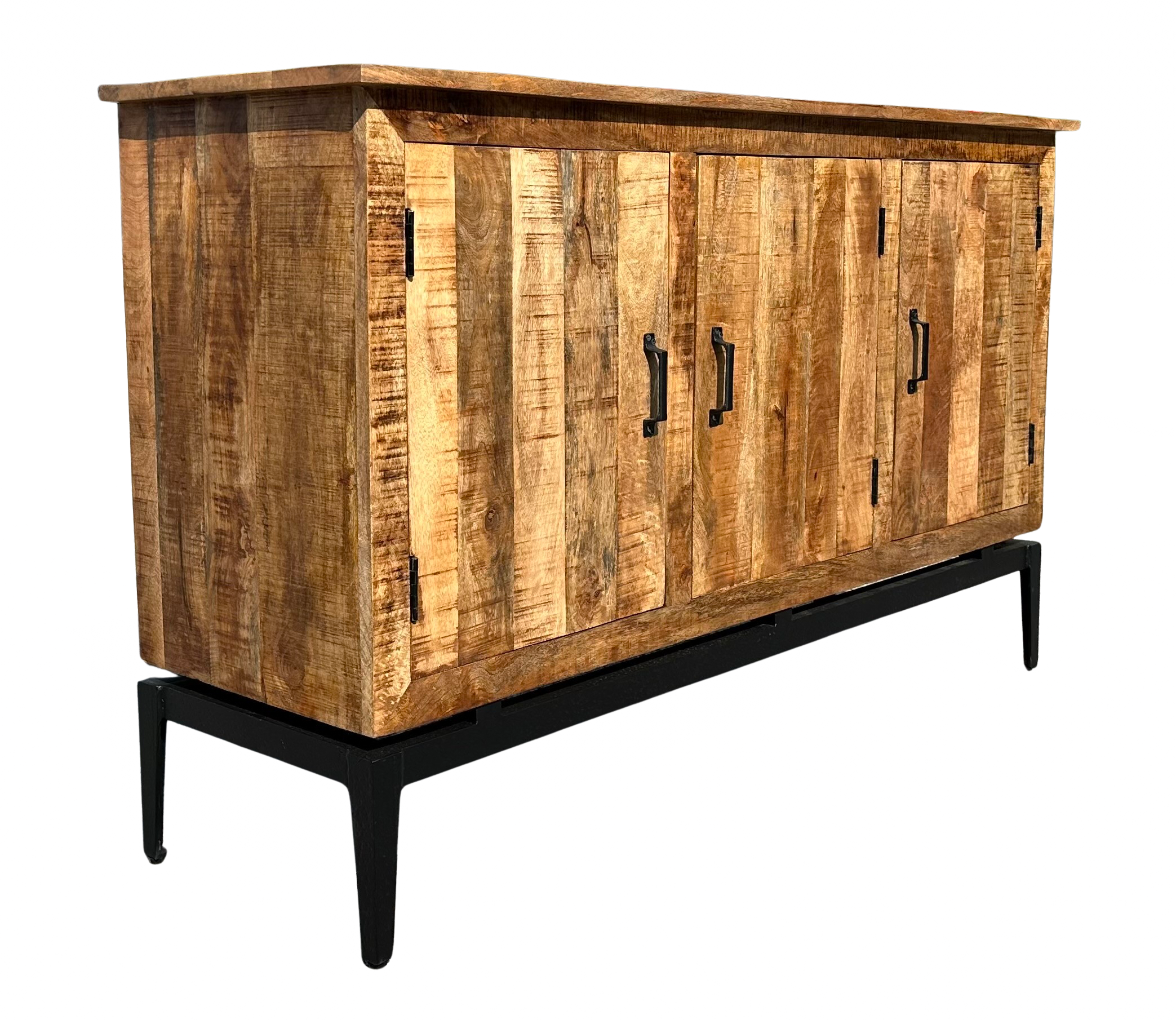 Reclaimed Wood 3 Door Sideboard w/ Steel Base