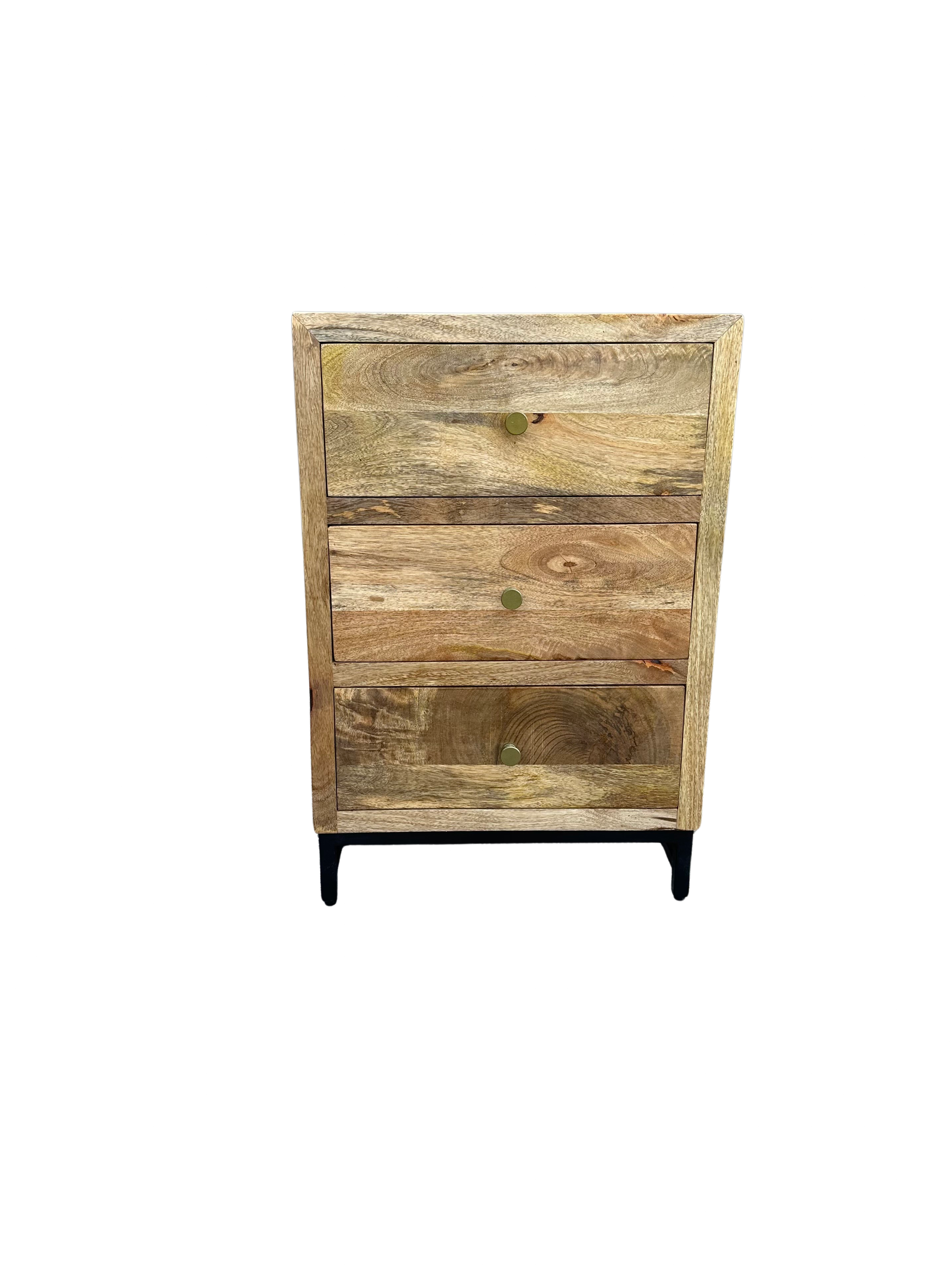 Wood Side Table with 3 Drawers