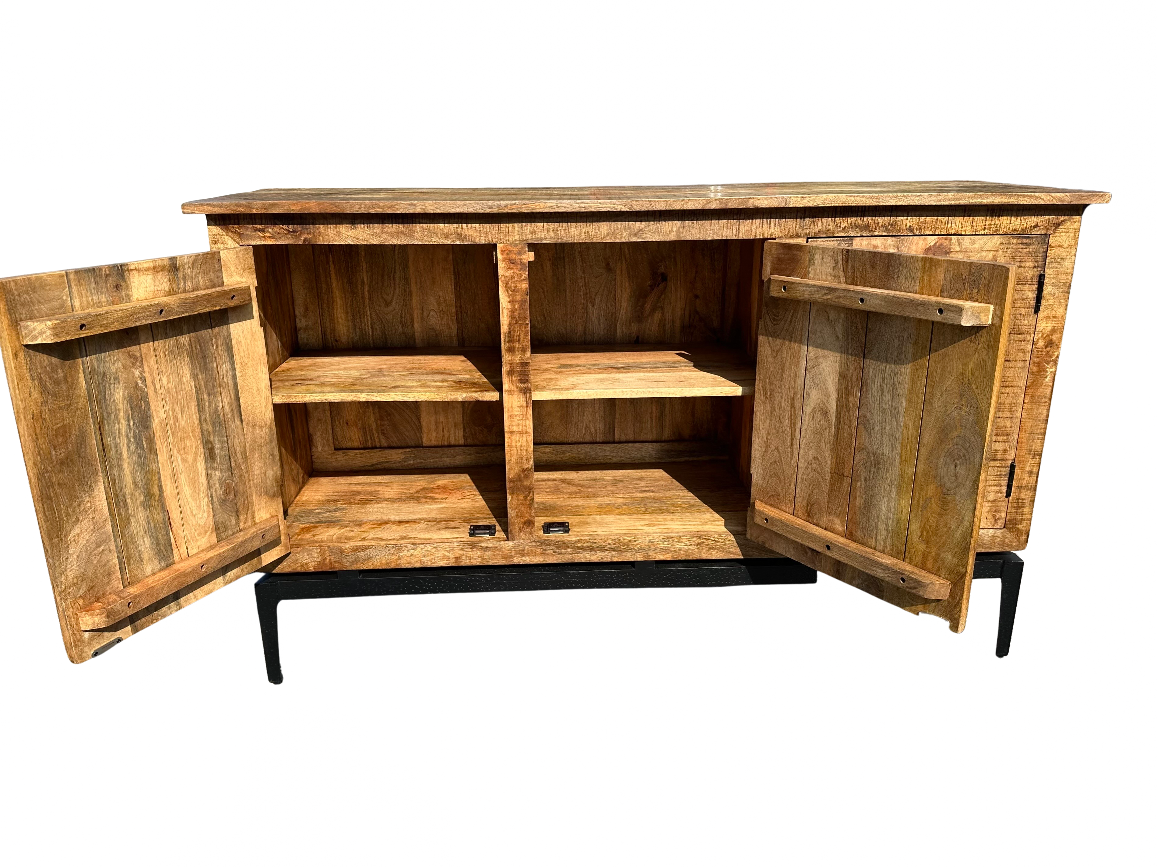 Reclaimed Wood 3 Door Sideboard w/ Steel Base