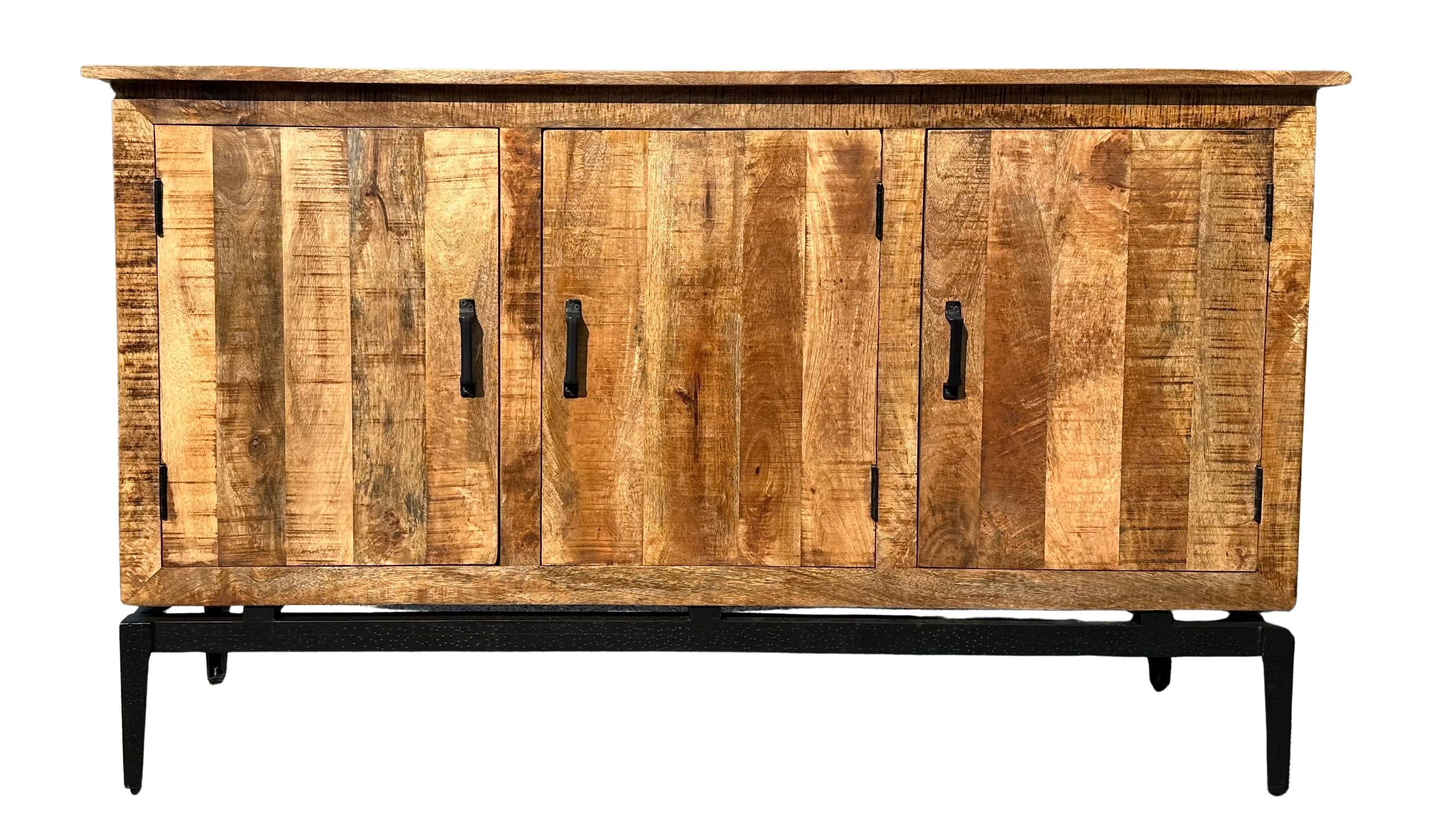 Reclaimed Wood 3 Door Sideboard w/ Steel Base