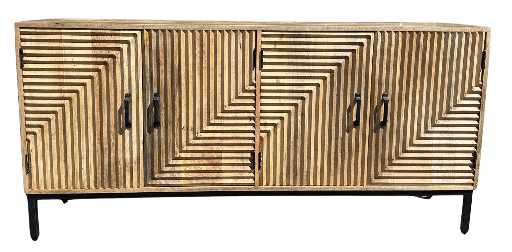 Wood 4 Door Reeded Sideboard