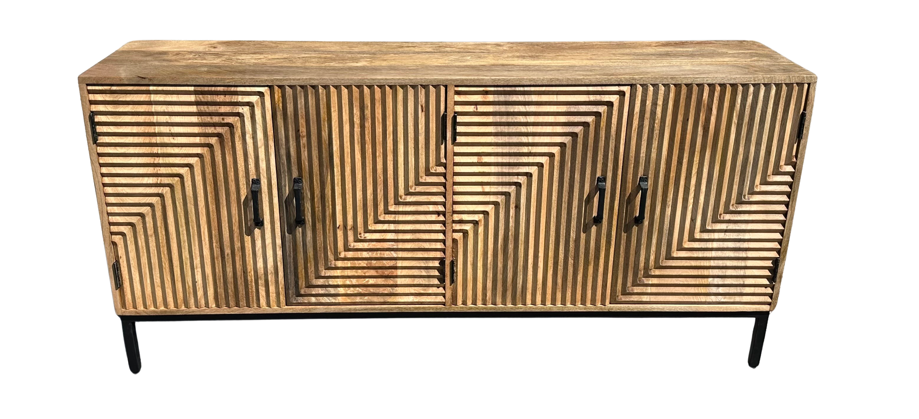 Wood 4 Door Reeded Sideboard