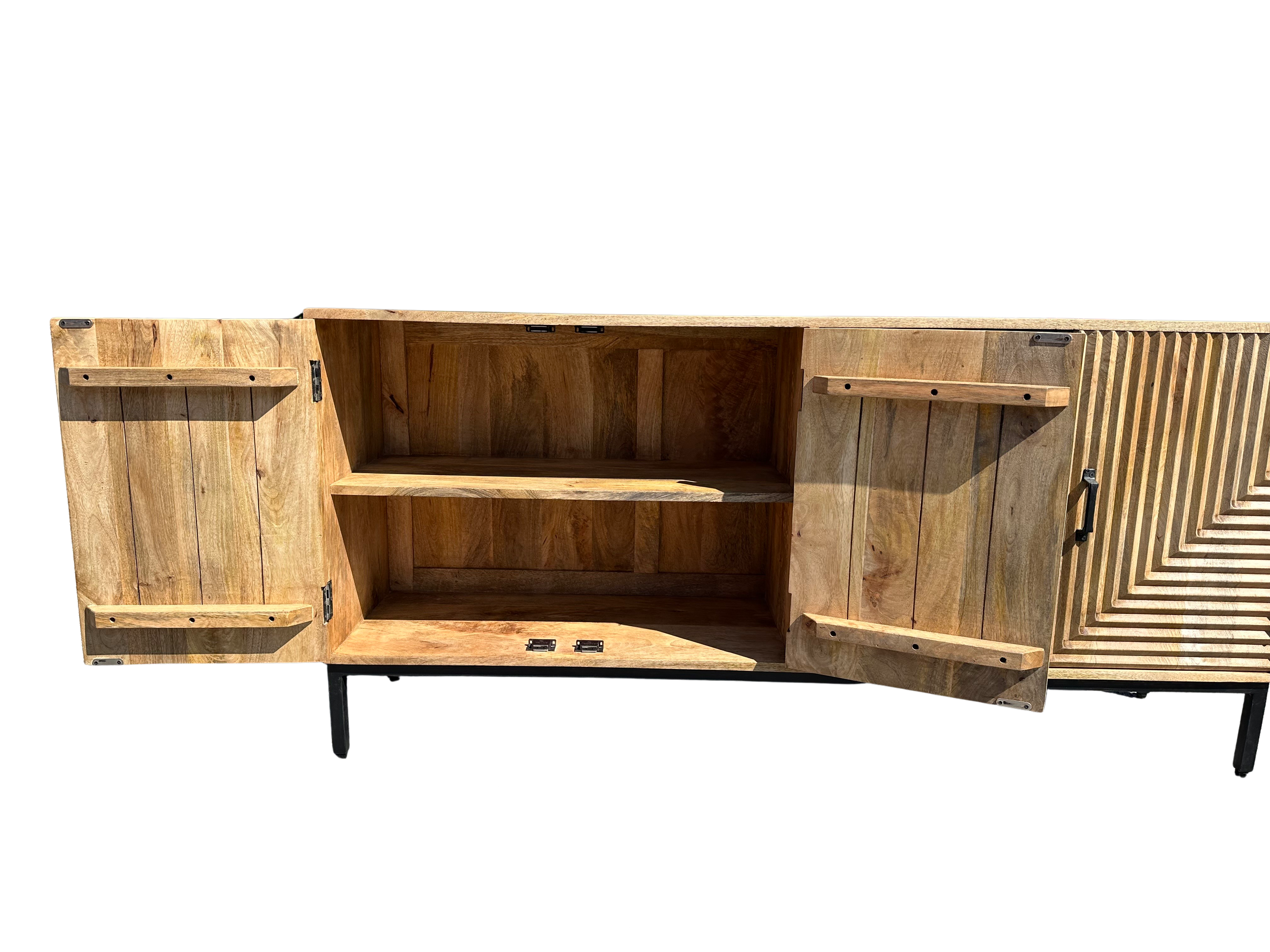 Wood 4 Door Reeded Sideboard
