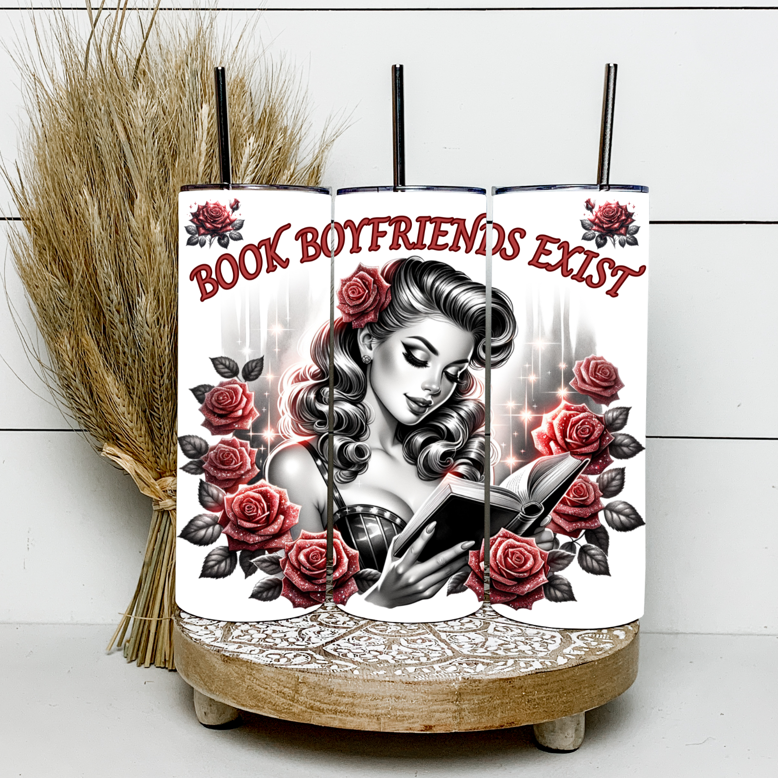 Book Boyfriends Exist Skinny Tumbler