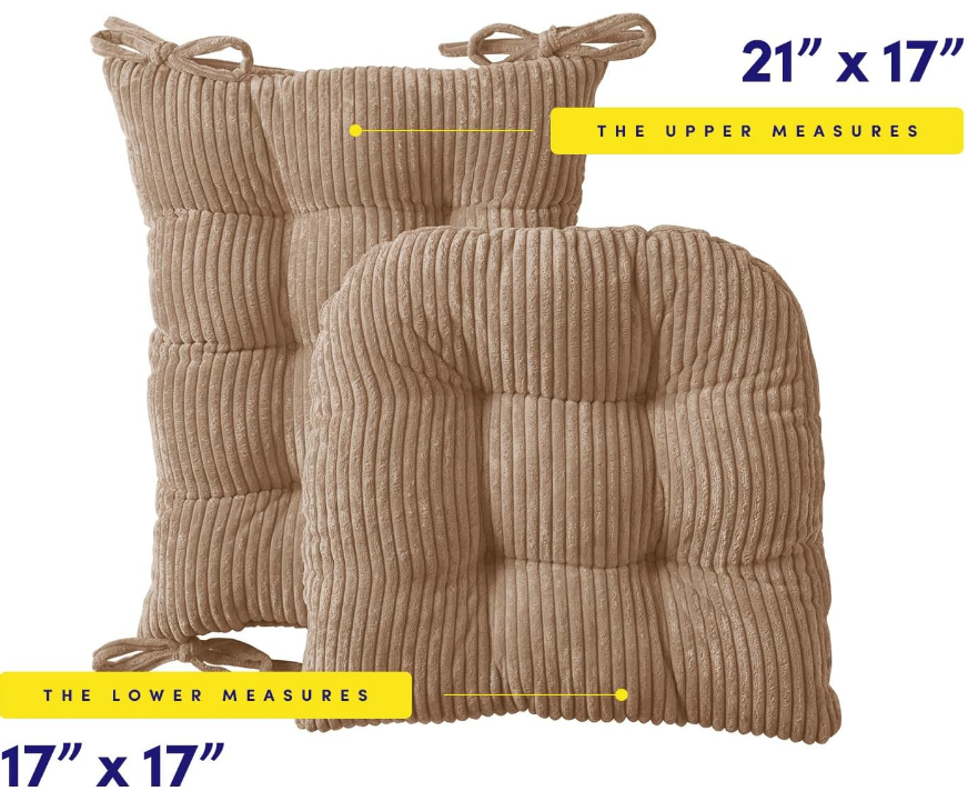 Rocking Chair Cushion Premium Tufted Pads Non Skid Slip Backed Set of Upper and Lower with Ties, 1 Count (Pack of 1), Velvet Taupe