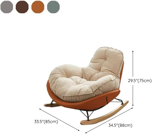 Modern Upholstered Rocking Chair - Tufted Seat and Metal Legs Stylish Lounge Chair for Living Room, Bedroom - Coffee