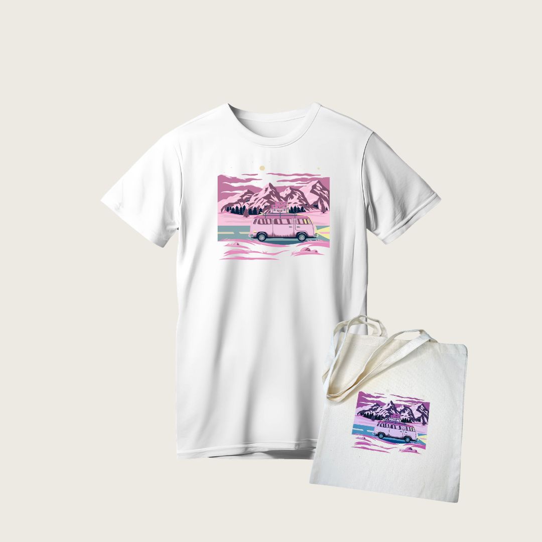 Marškinėlių ir krepšelio rinkinys "Purple van"