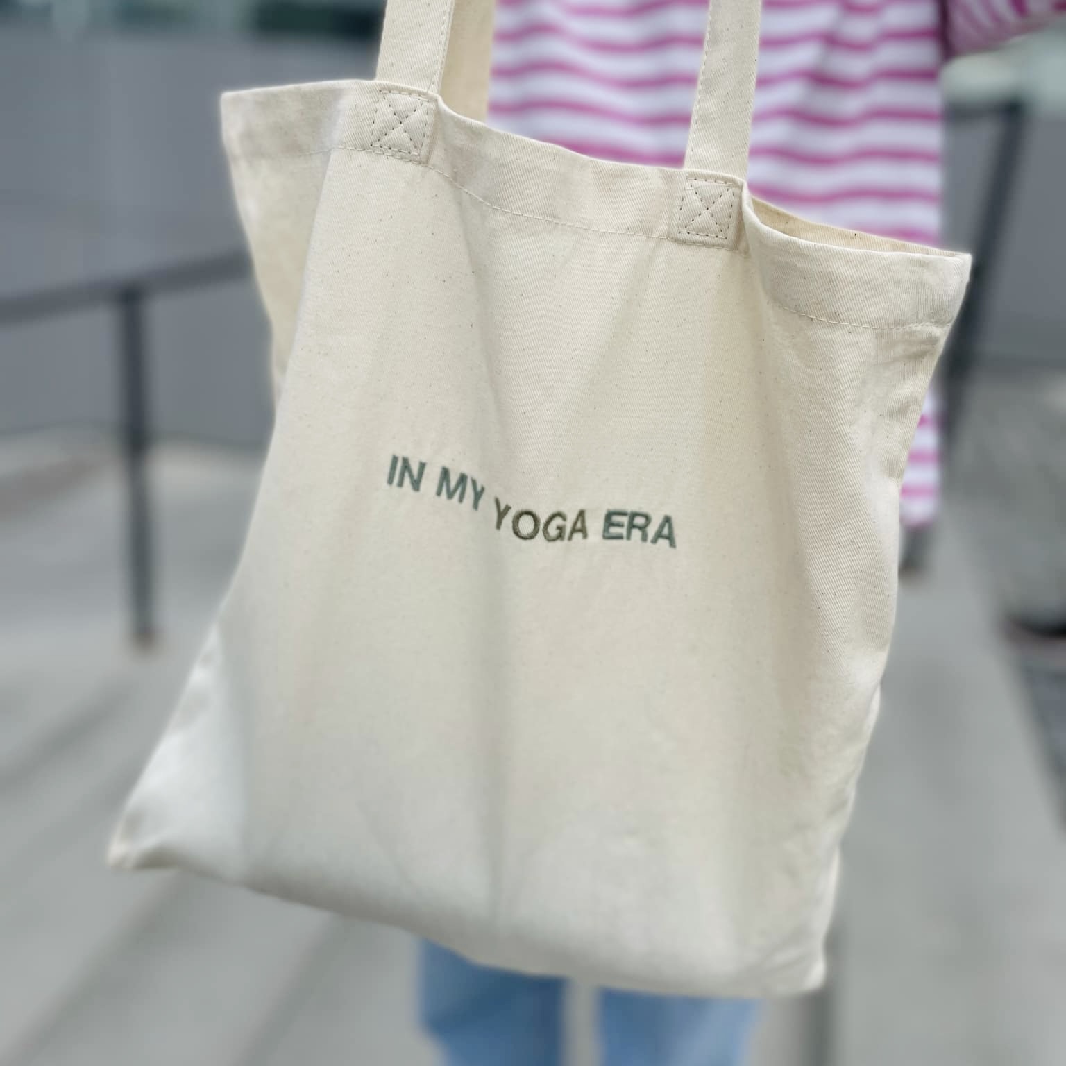 Išsiuvinėtas medžiaginis maišelis  "In my yoga era"