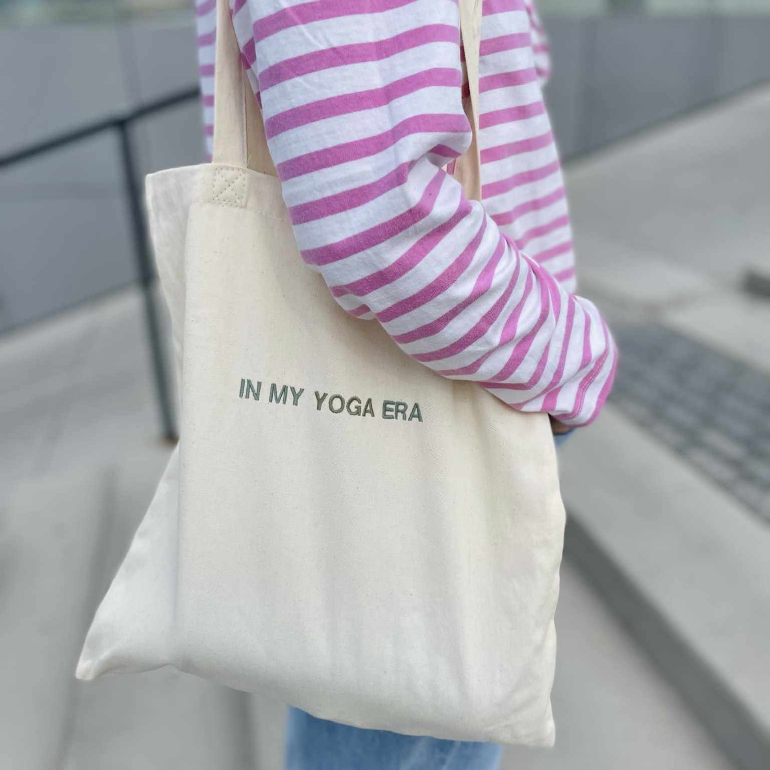 Išsiuvinėtas medžiaginis maišelis  "In my yoga era"