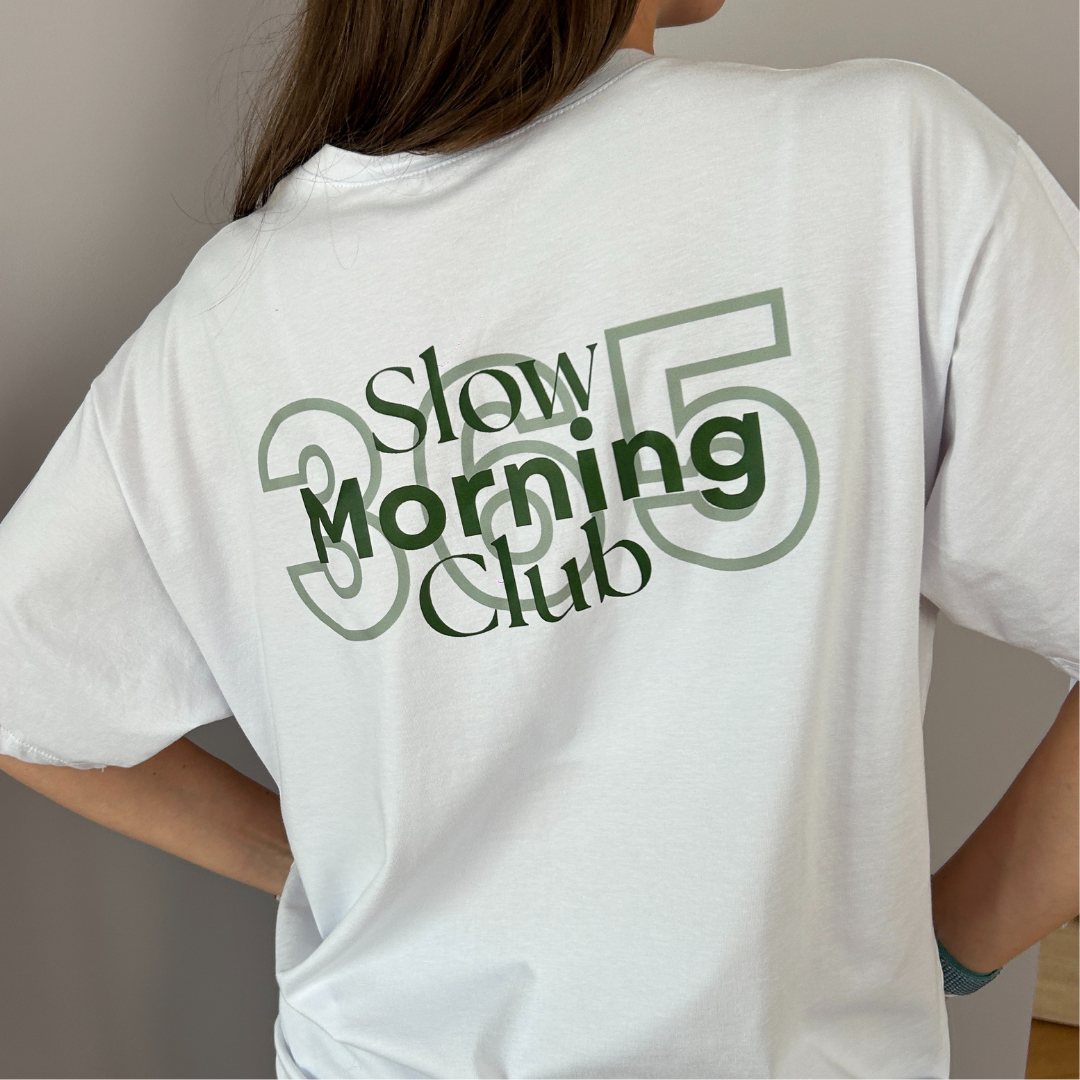 Marškinėliai trumpomis rankovėmis "Slow morning club" 