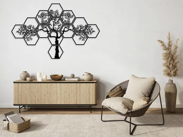 14 panel Geometric Tree Wall Art