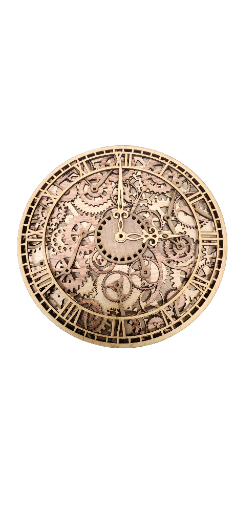 Vintage Wooden Gear Wall Clock