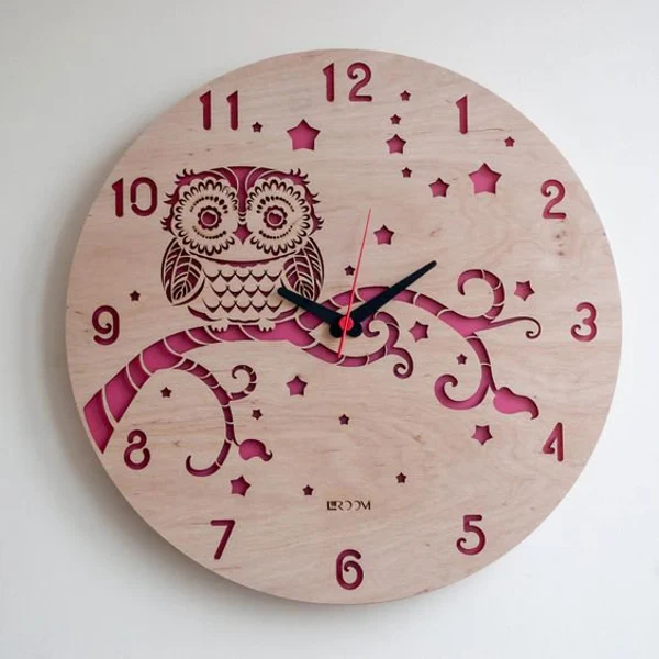 Wooden Owl Nursery Wall Clock