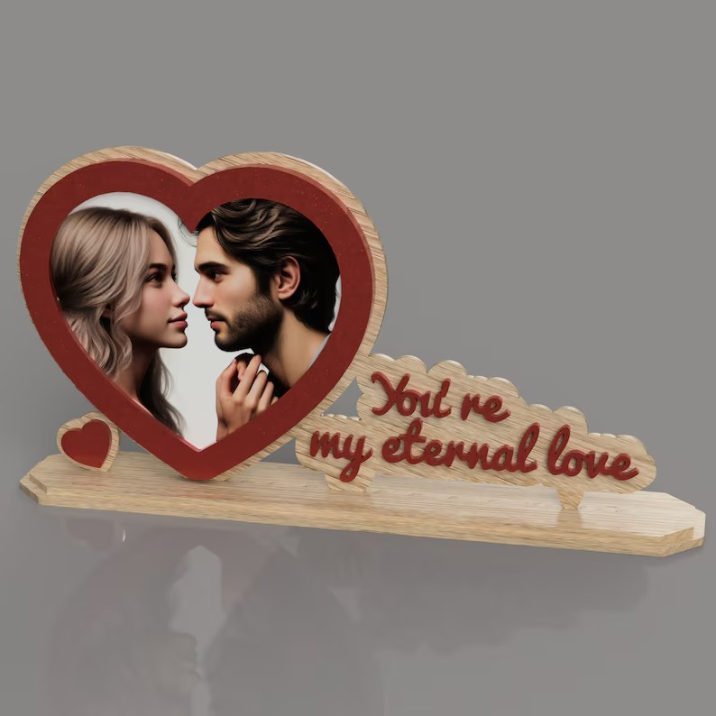 Heart-shaped Photo Frame with '1 of 12 inscription options"' 