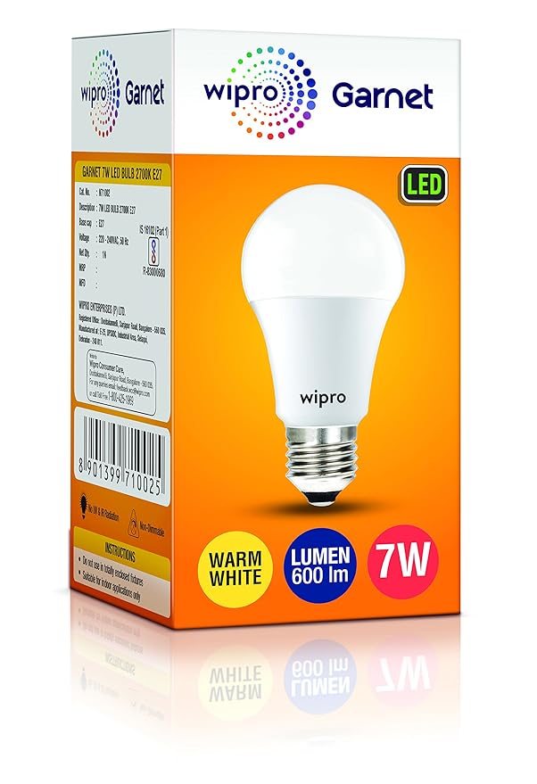 Wipro Garnet Led Bulb 7Wt E-27Warm White/Yellow