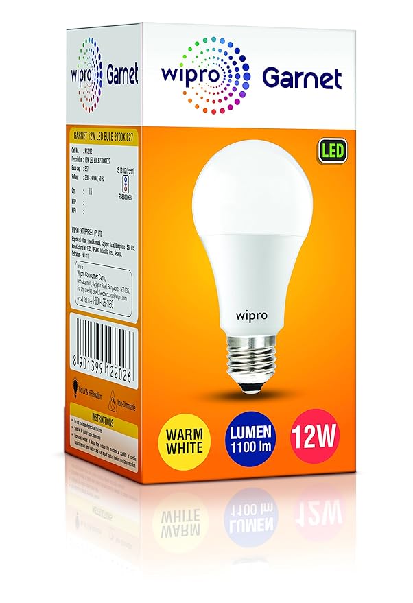 Wipro Garnet Led Bulb 12Wt B-22 Warm White/Yellow