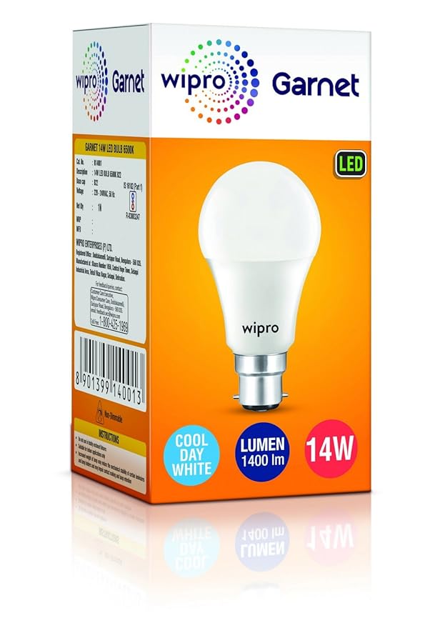 Wipro Garnet Led Bulb 14Wt B-22 Cool Day White