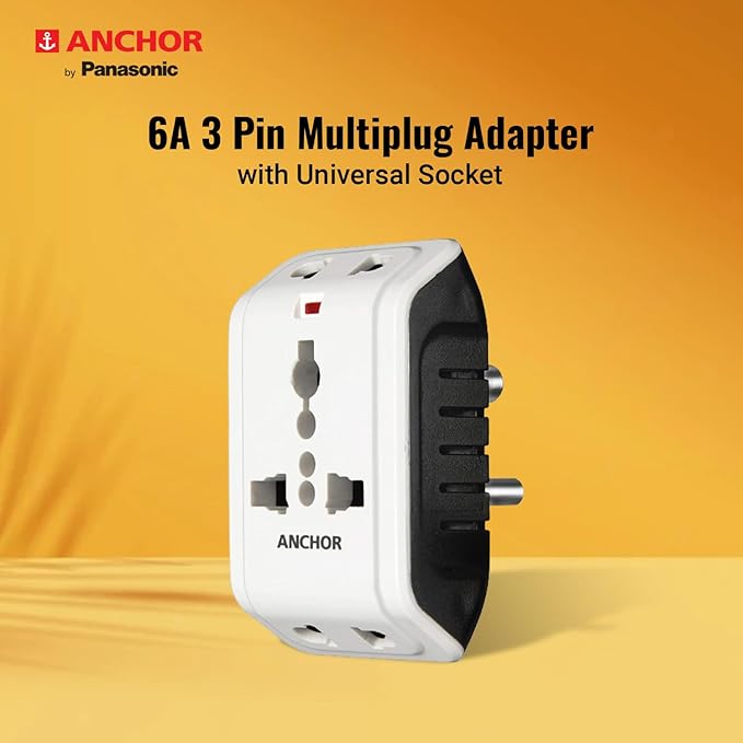 Anchor by Panasonic 22841 6A 3 Pin Multiplug Adaptor