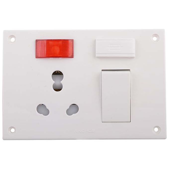 Anchor 6/16 AMP Polycarbonate Penta 5-in-1 Combined 4 Hole Switch (White) (38579)