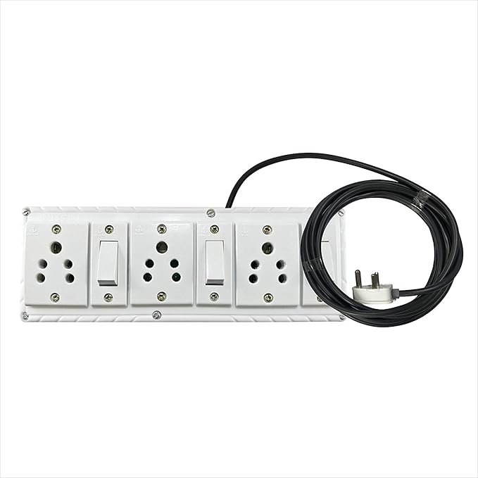 Anchor Extension Board Multi Outlet Electrical Switch Board with 3 Anchor Sockets 5 Amp and 3 Anchor Switches (5Amp)