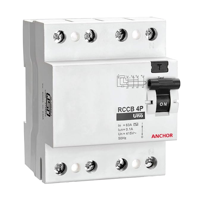 Anchor by Panasonic UNO Series RCCB 63 AMP 100mA (White, 98223)