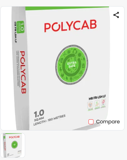 Polycab Optima Plus FR-LF 1 SQ-MM, 180 Meters PVC Insulated Copper Wire