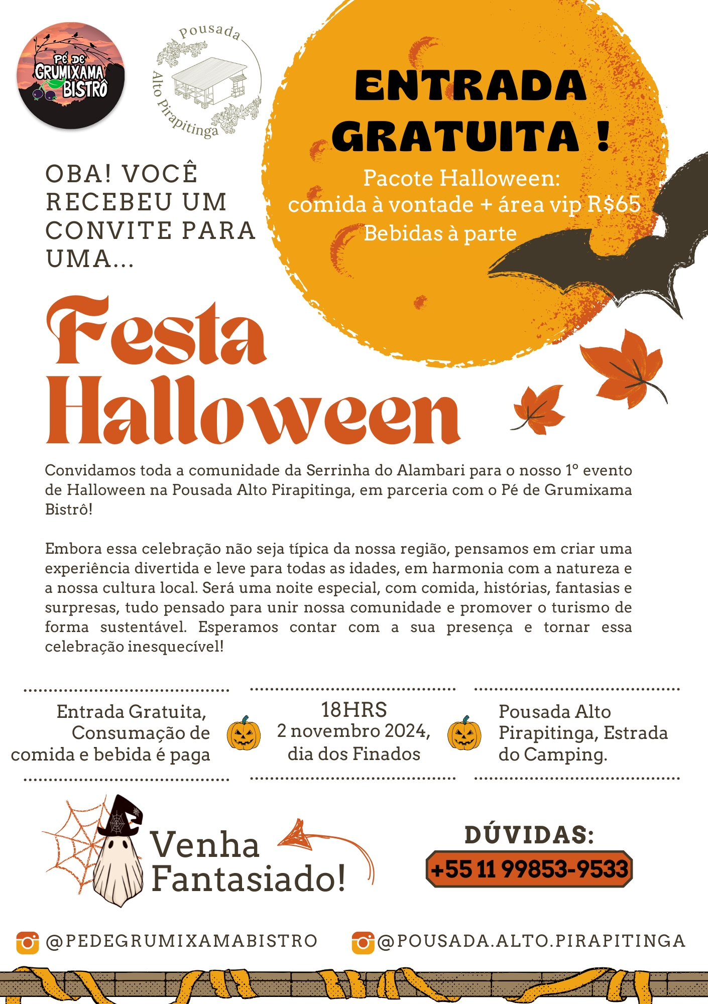 Festa Halloween - área vip + open food temático 