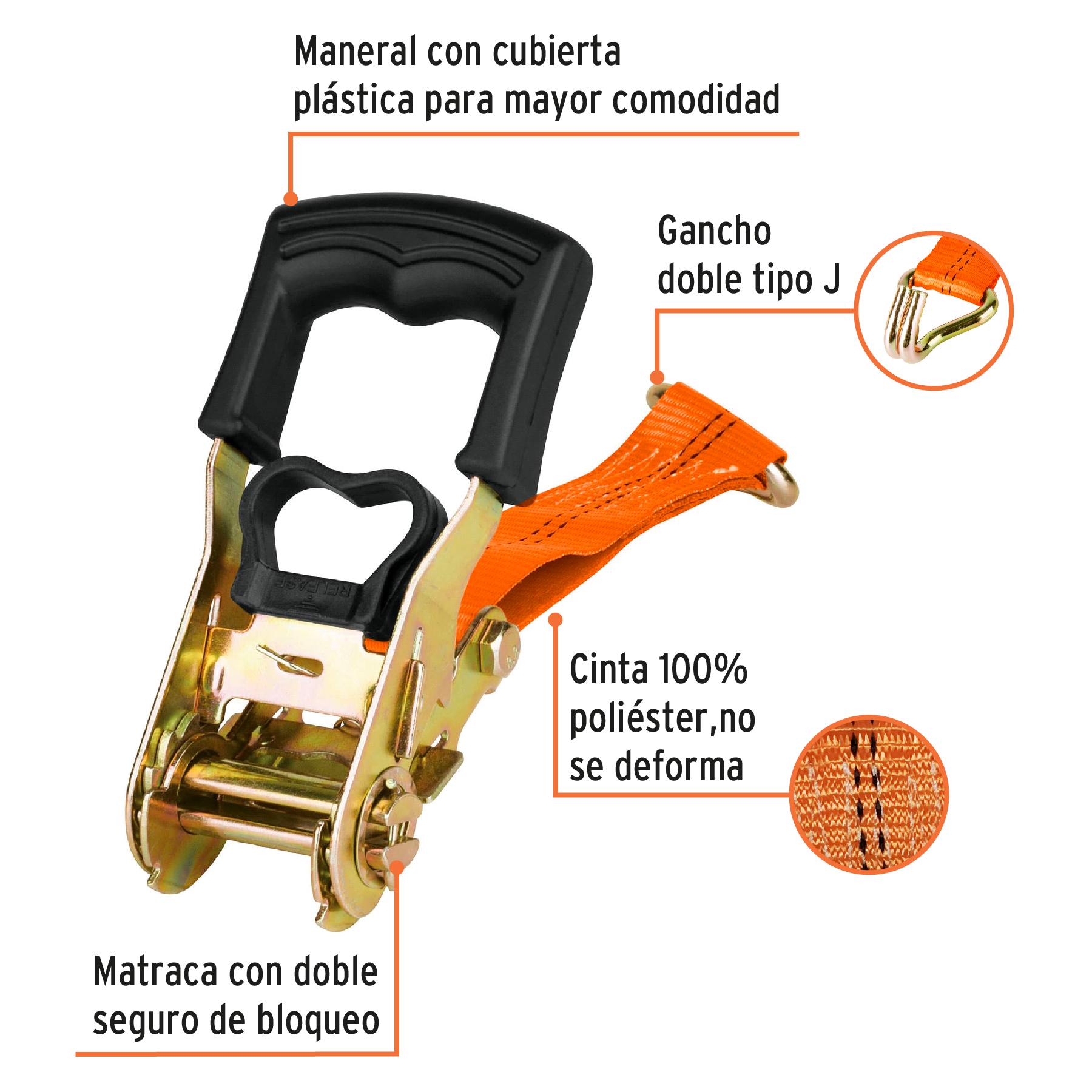 Juego de 2 sujetadores con matraca carga máxima 1500 kg