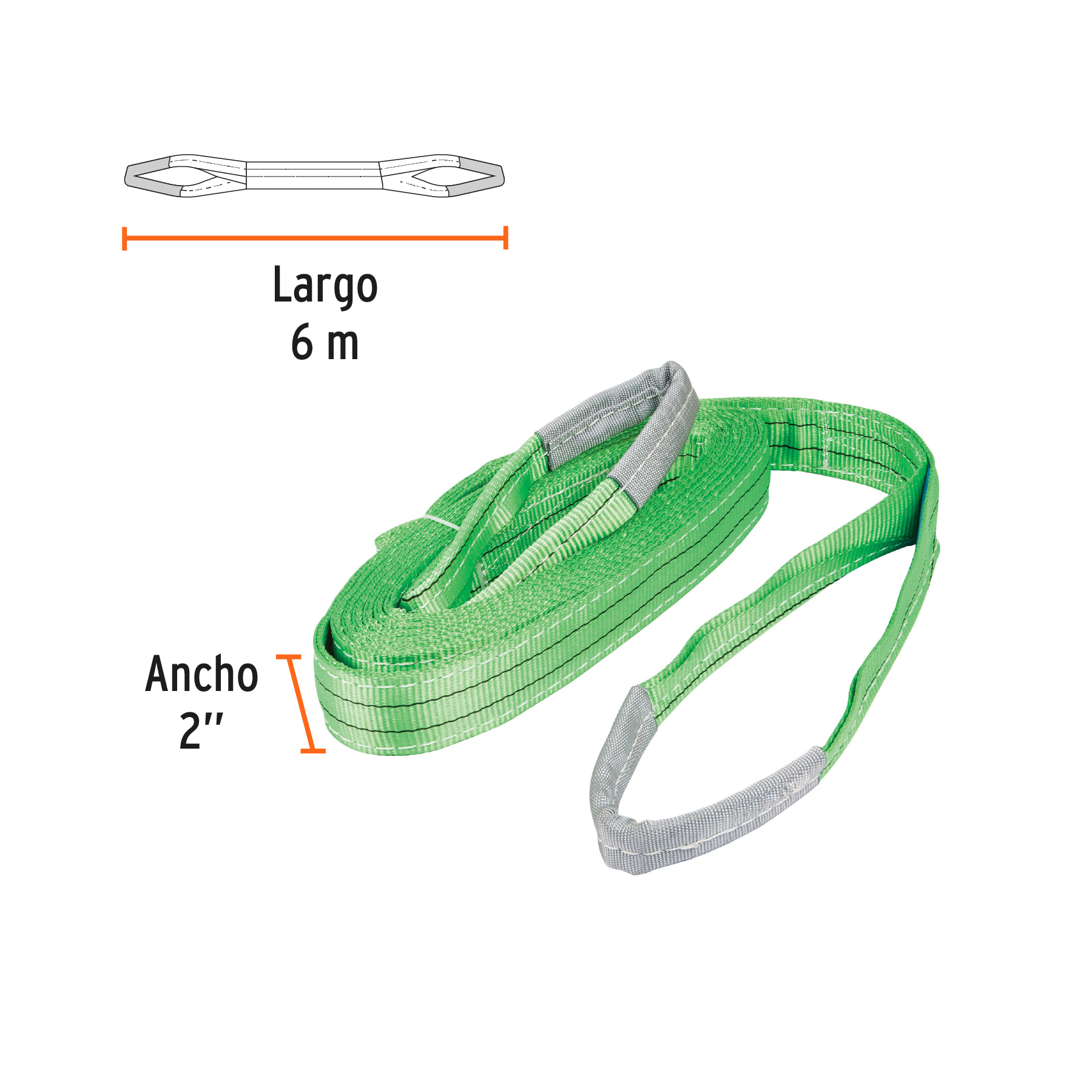 Eslinga de poliéster, ojo a ojo,  2" x 6 m, Truper