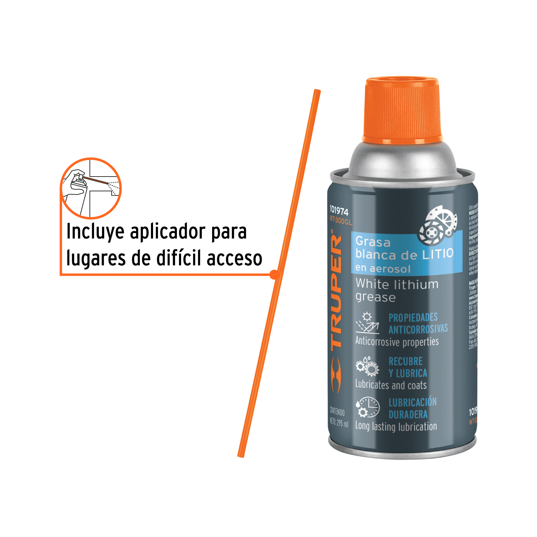 Grasa blanca de litio en aerosol 295 ml, Truper