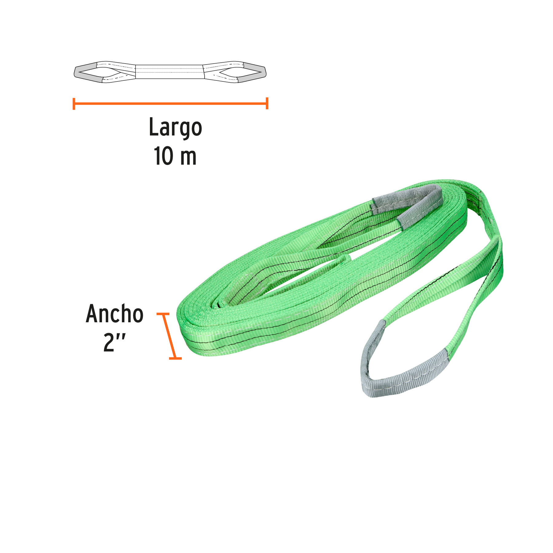 Eslinga de poliéster, ojo a ojo, 2" x 10 m, Truper