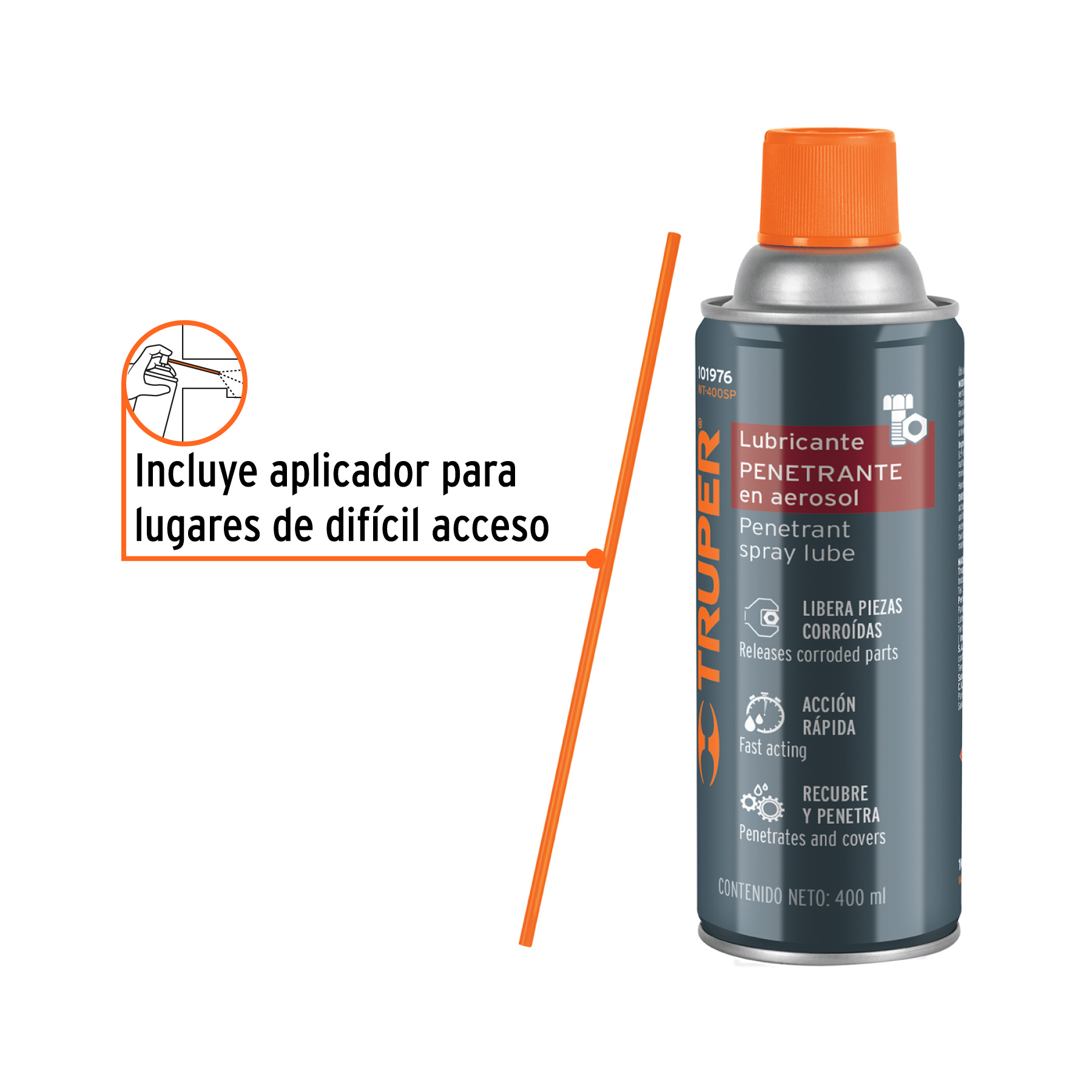 Lubricante penetrante en aerosol 400 ml, Truper