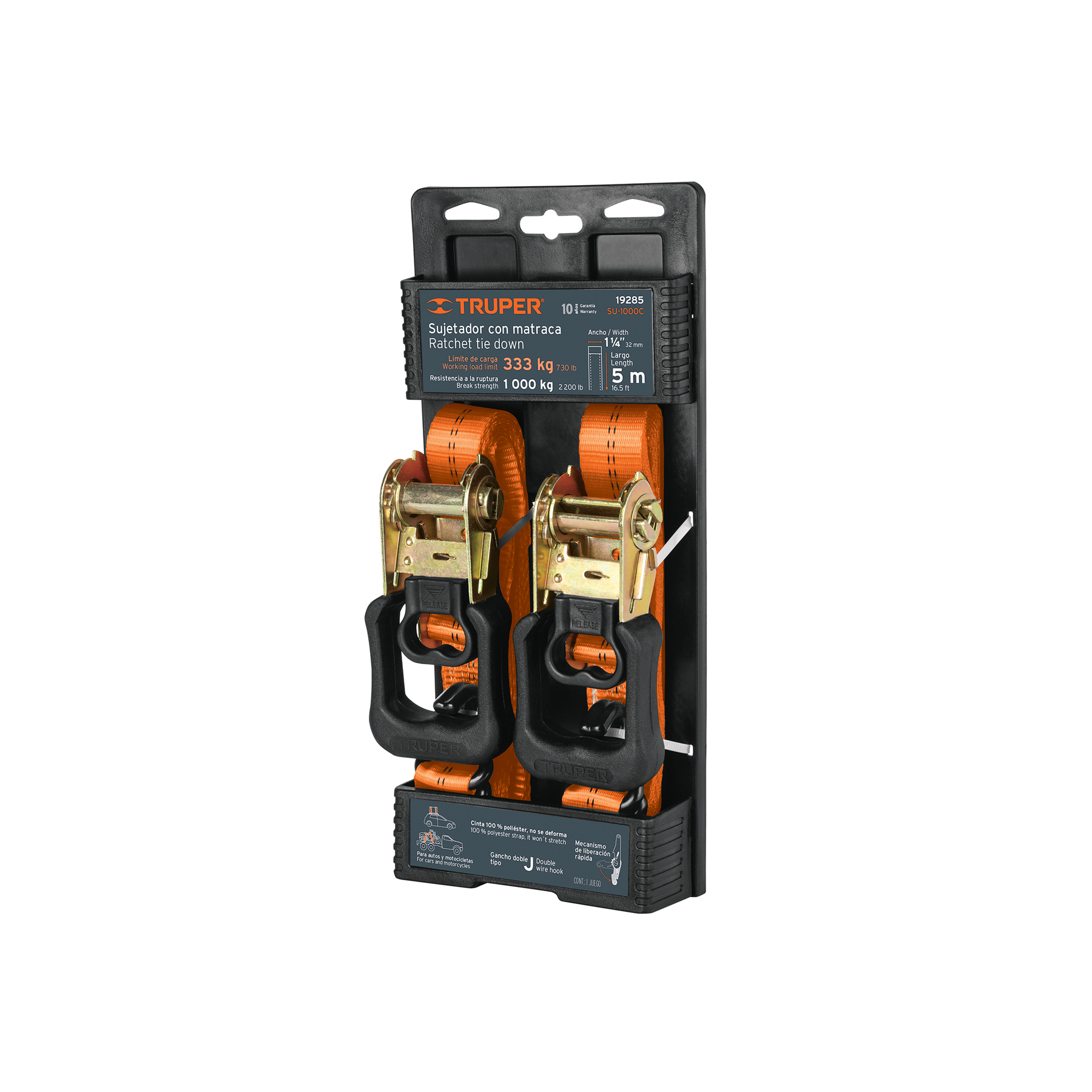 Juego de 2 sujetadores con matraca carga máxima 1000 kg