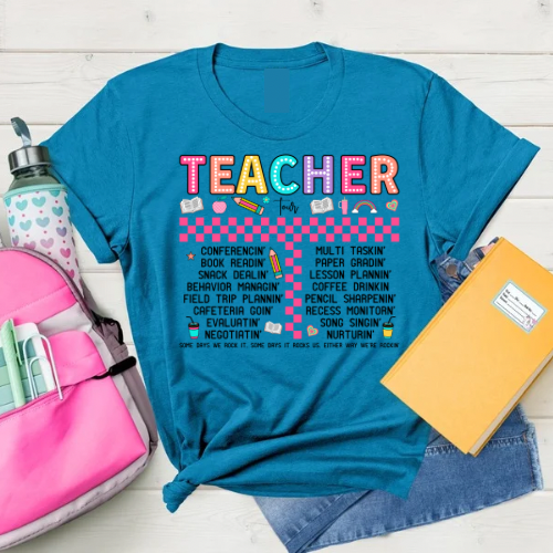 Colorful Teacher Graphic T-Shirt