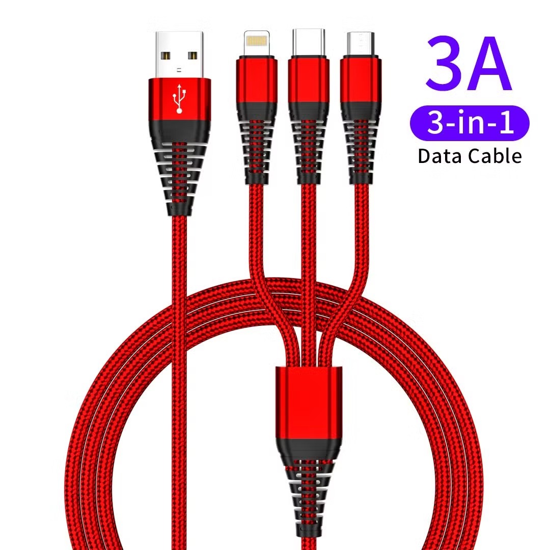  Cabo de carregamento múltiplo USB, Tipo C, Micro USB e para iPhone 14, 13, 12,11