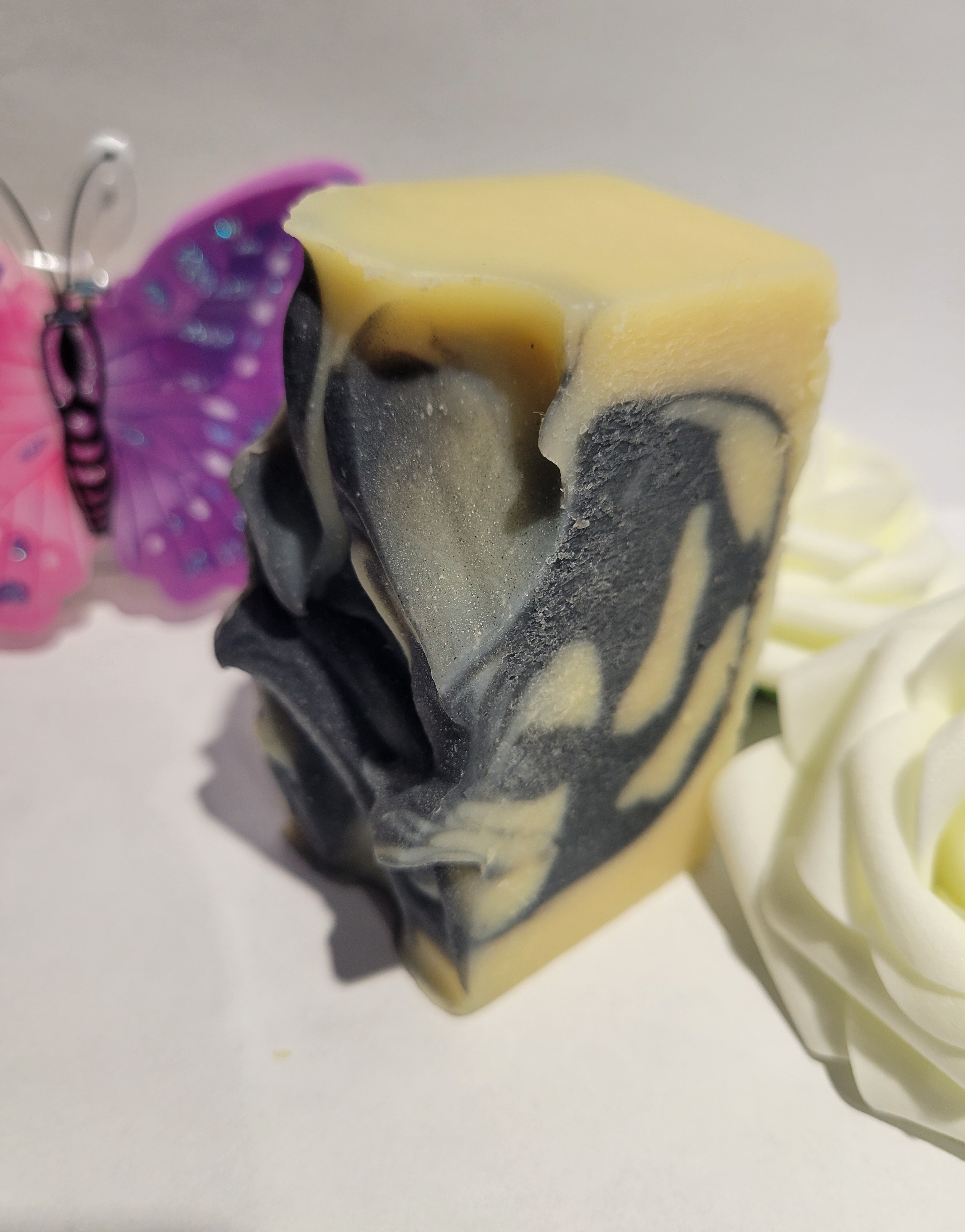 Luxury Cold-Pressed Goat Milk Soap with Shea Butter and Activated Charcoal - Swirl Design 