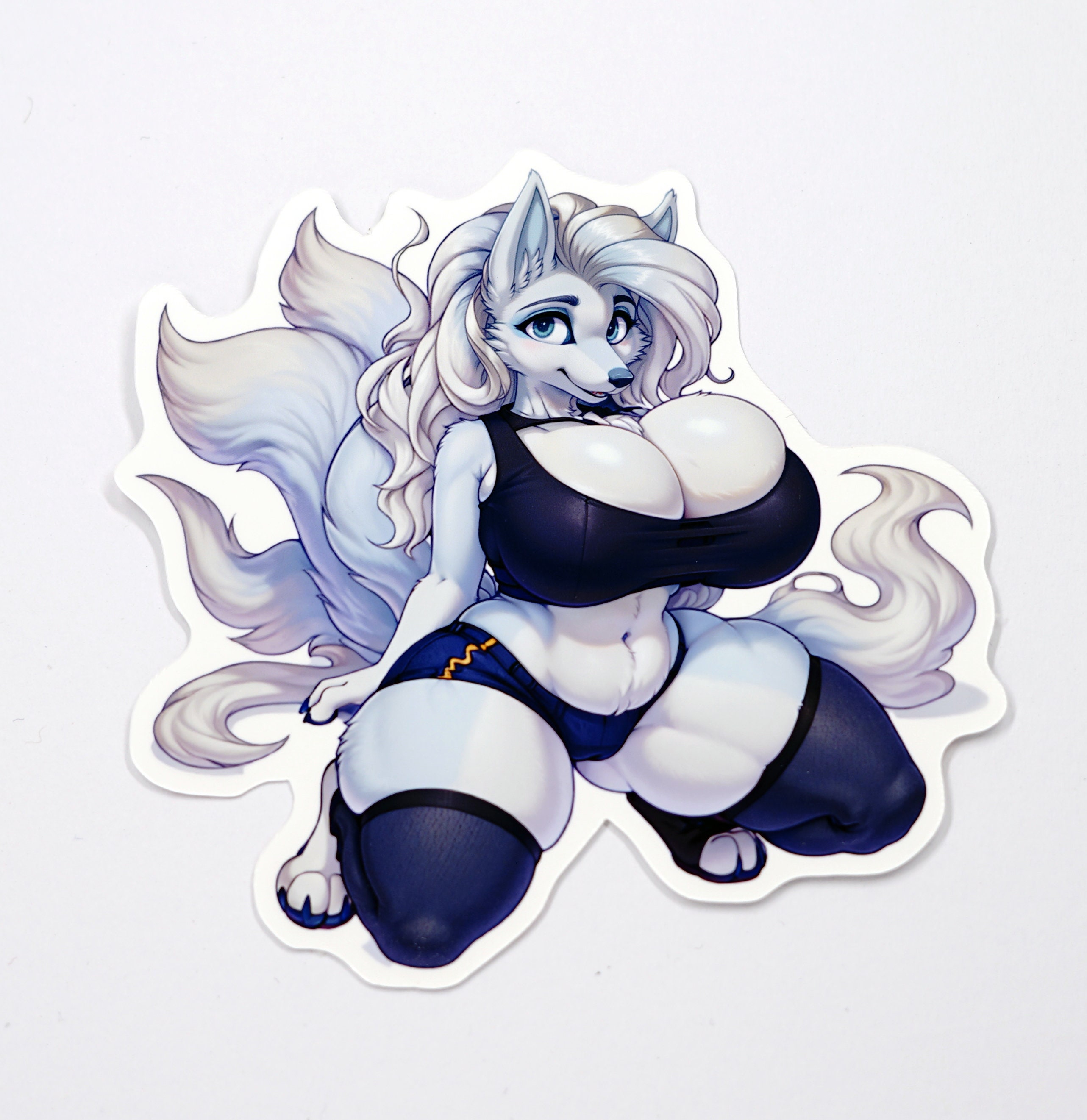 Oppai Fox Girl - Lewd Oppai Anime Waifu Sticker Vinyl Decal Furry