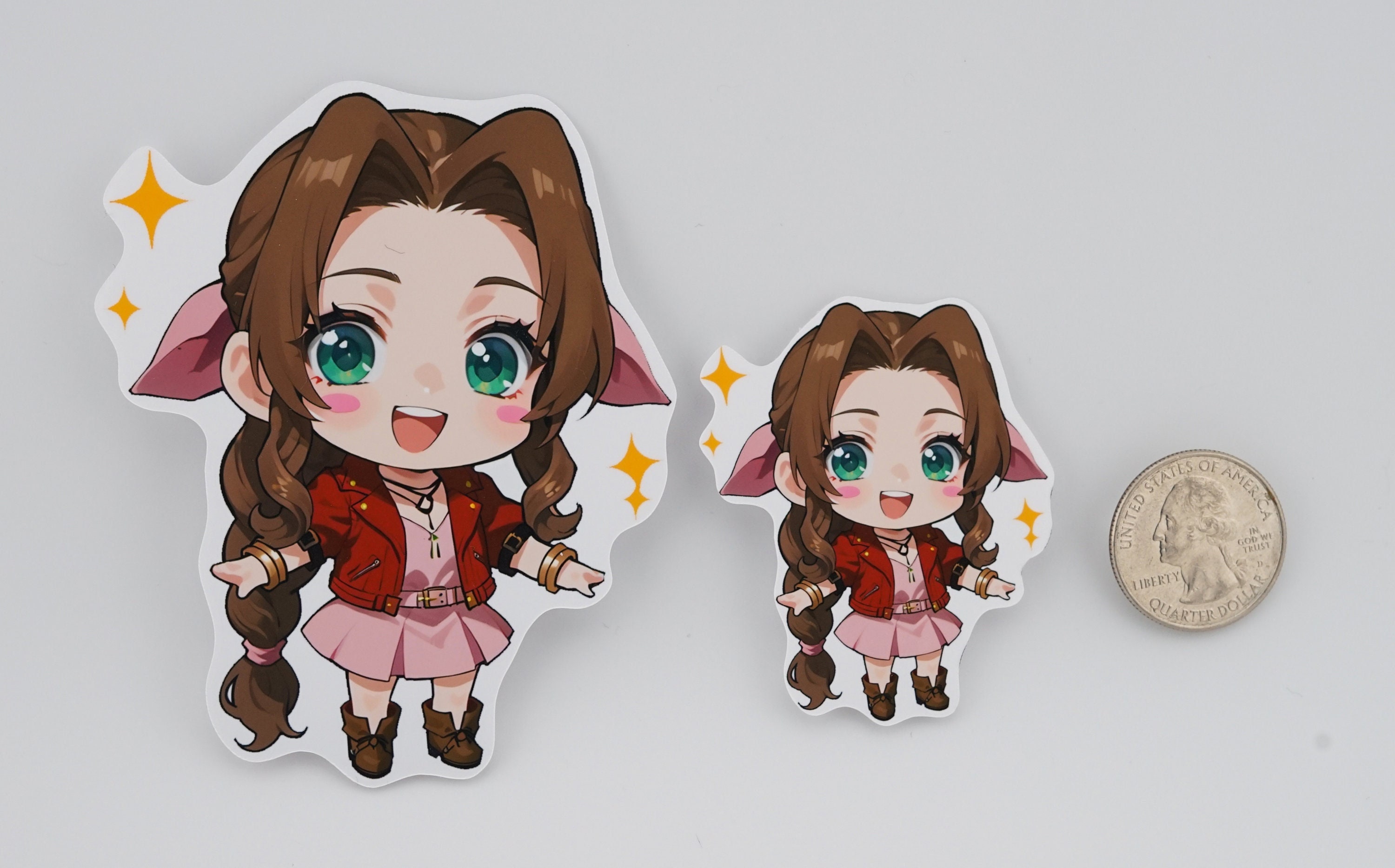 Chibi Aerith - Cute Chibi Game Stickers Anime Waifu Sticker Vinyl Decal