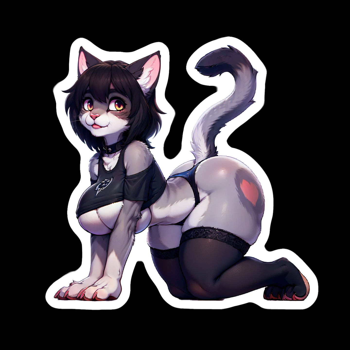 Oppai Purrl - Lewd Oppai Anime Waifu Sticker Vinyl Decal Furry