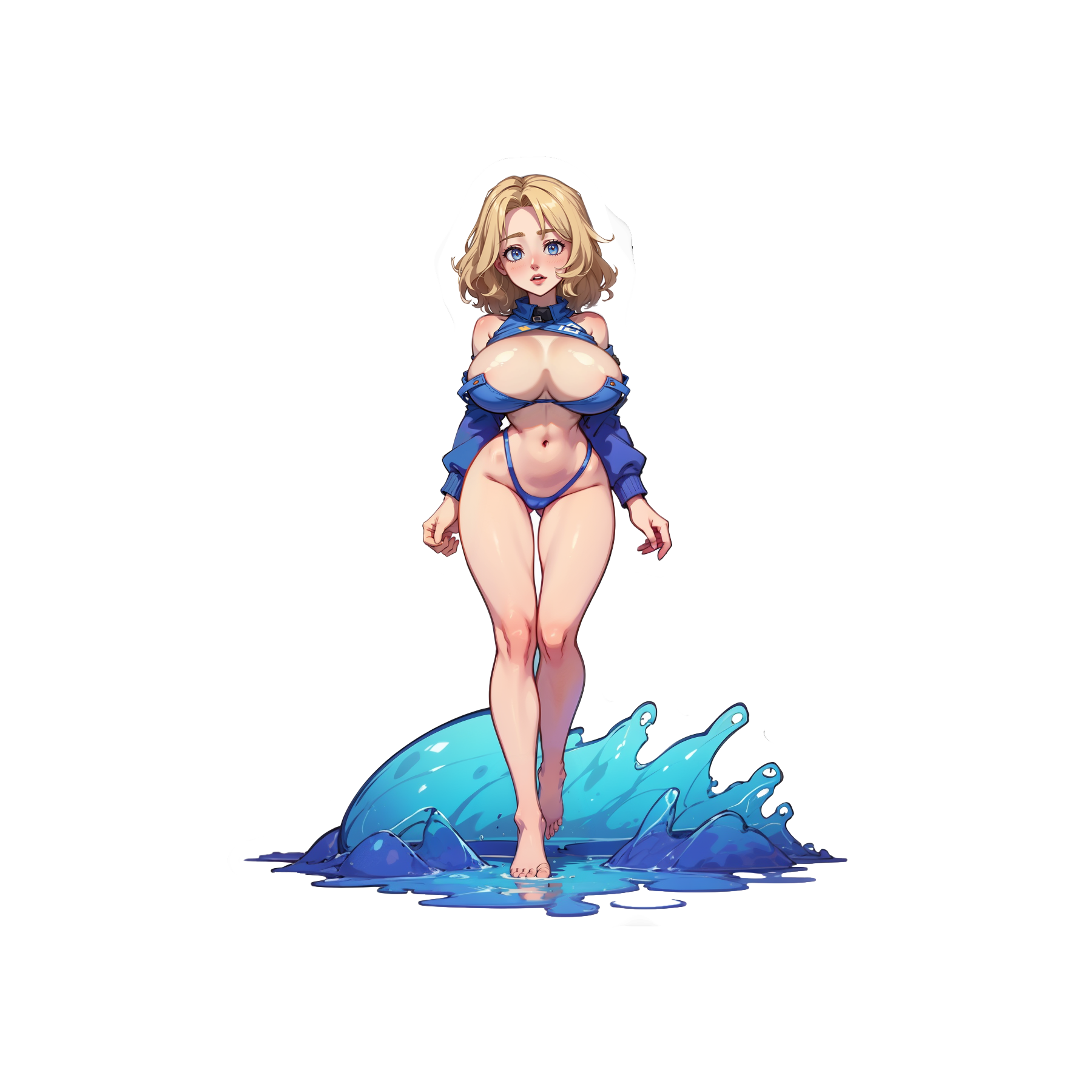 Mami Bikini and Water splashes - Lewd Oppai Anime Waifu Sticker Vinyl Decal