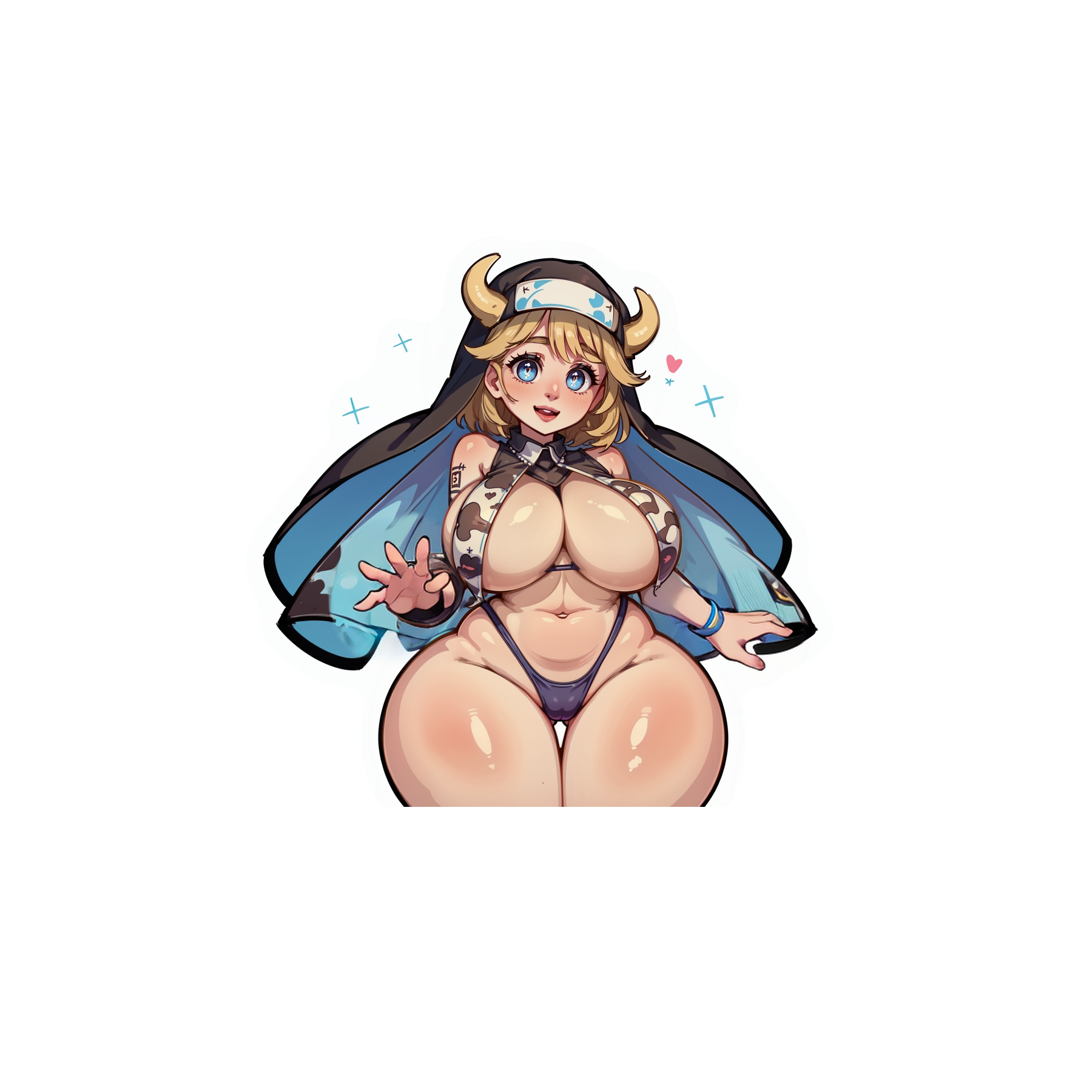 Nun Aria Cowprint Bikini - Lewd Oppai Anime Waifu Sticker Vinyl Decal