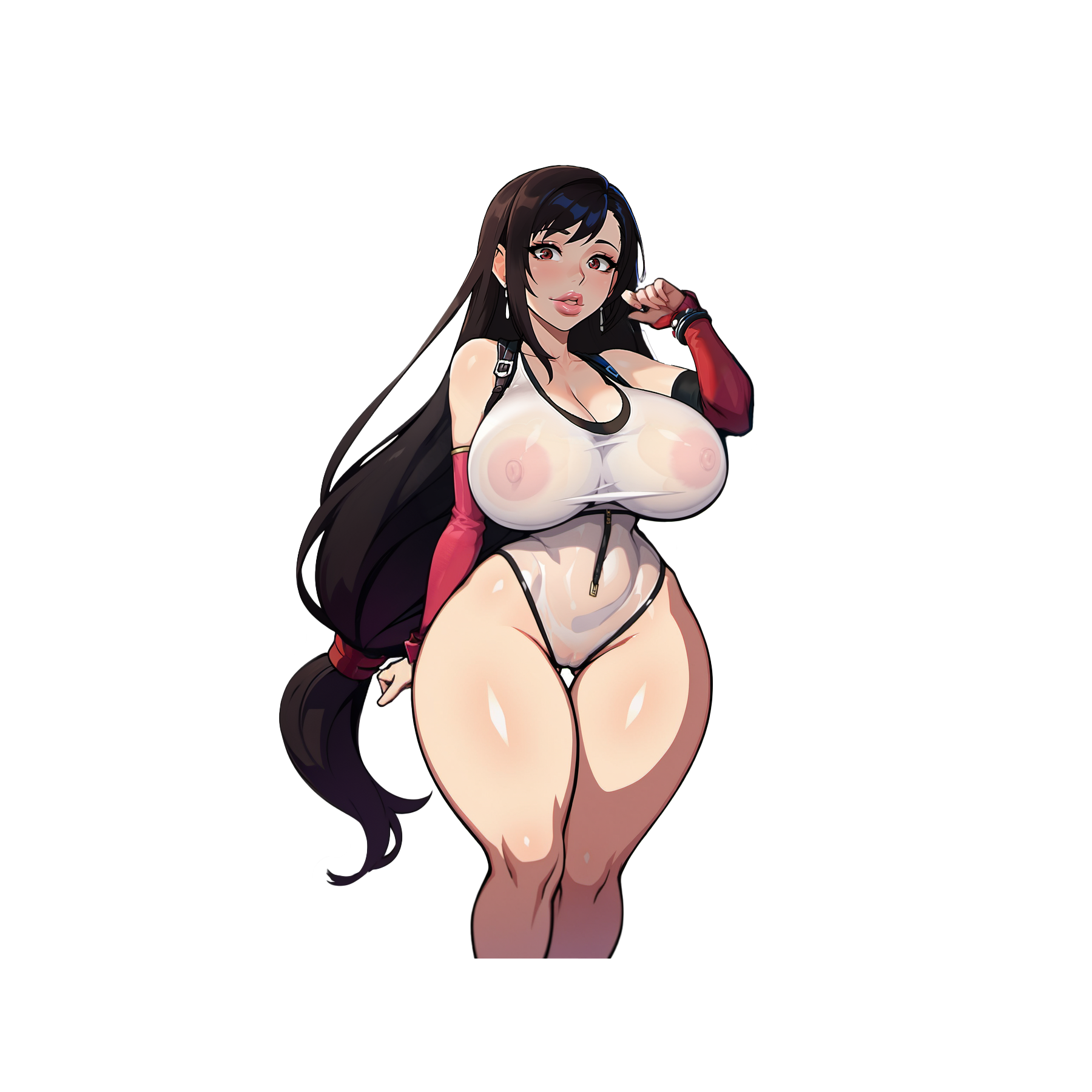 Tifa 2 Versions - Lewd Oppai Anime Waifu Sticker Vinyl Decal