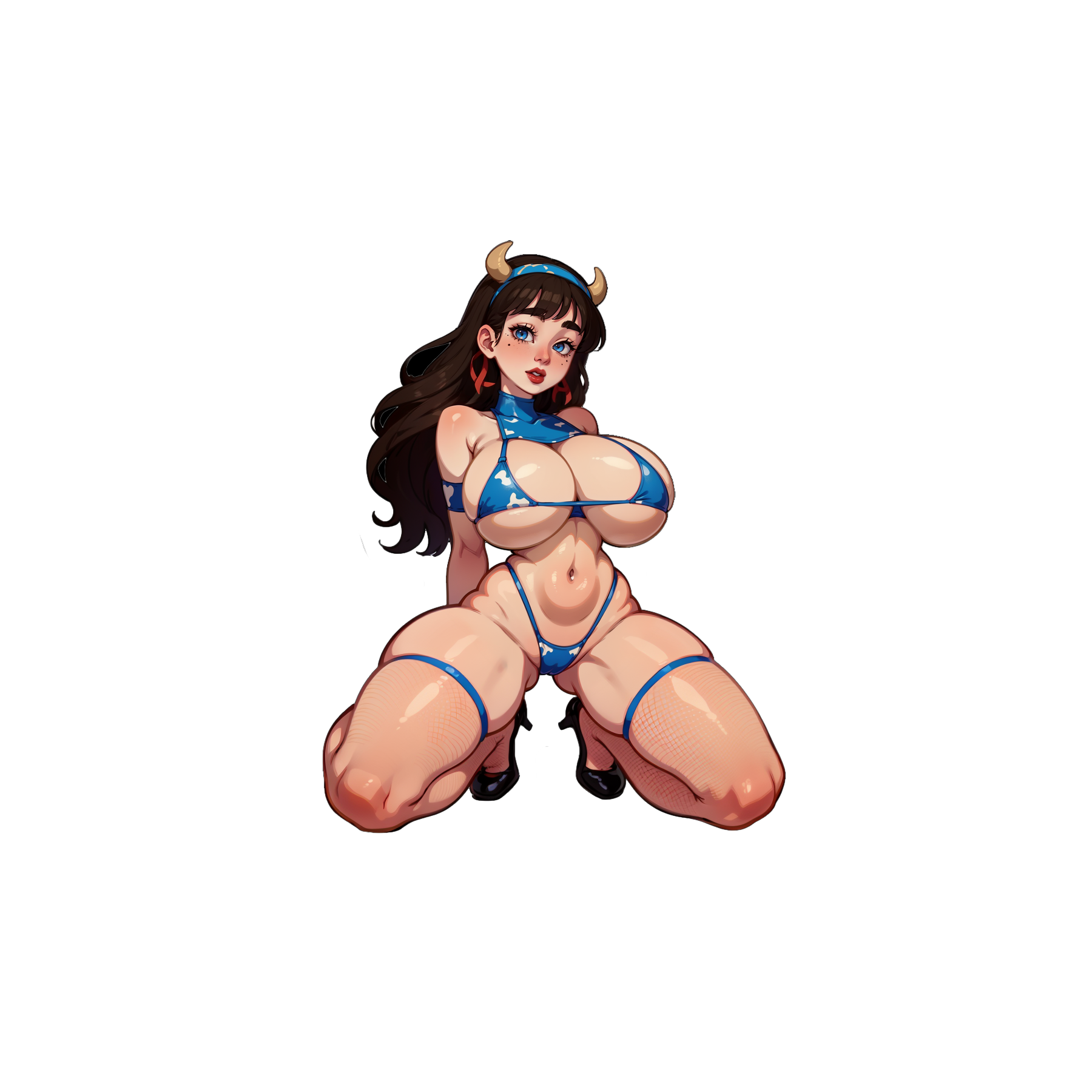 Tomie Cowprint Bikini - 3 Versions - Lewd Oppai Anime Waifu Sticker Vinyl Decal